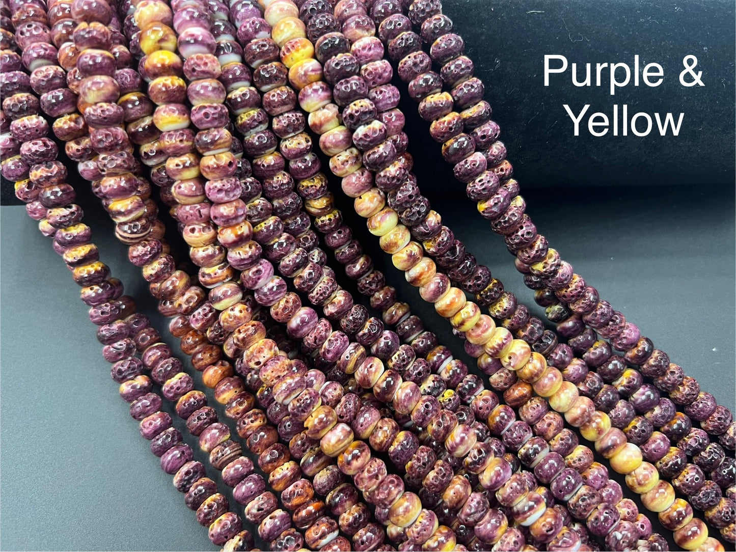Purple Spiny Oyster Rondelle Beads 8mm