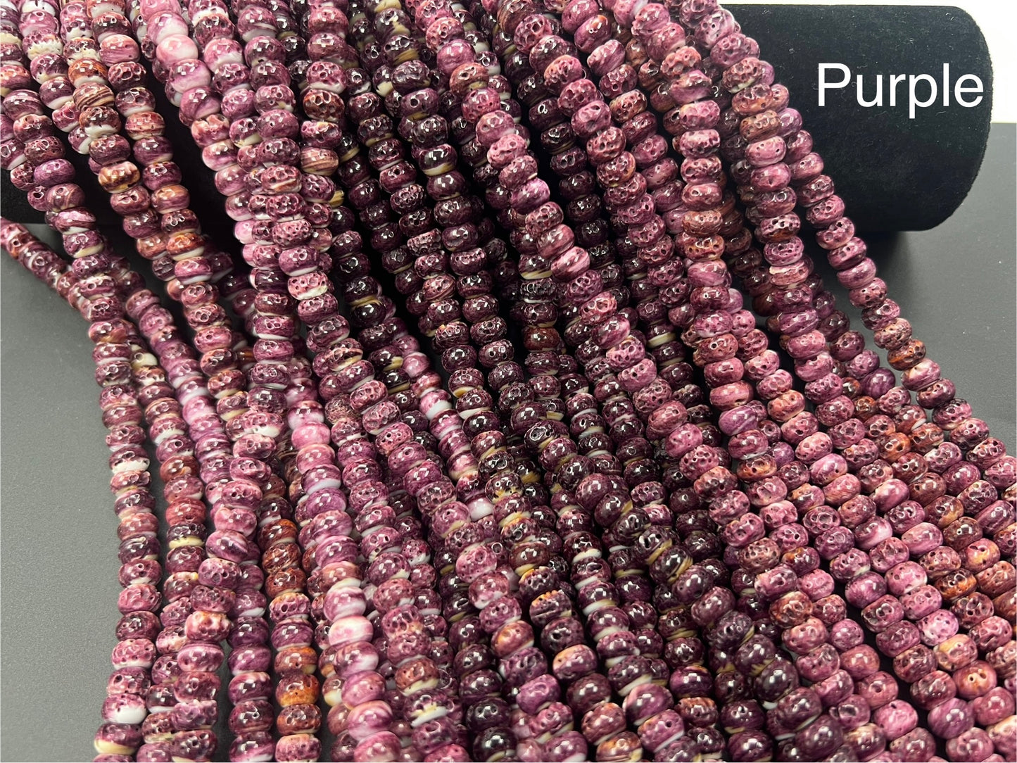 Purple Spiny Oyster Rondelle Beads 8mm