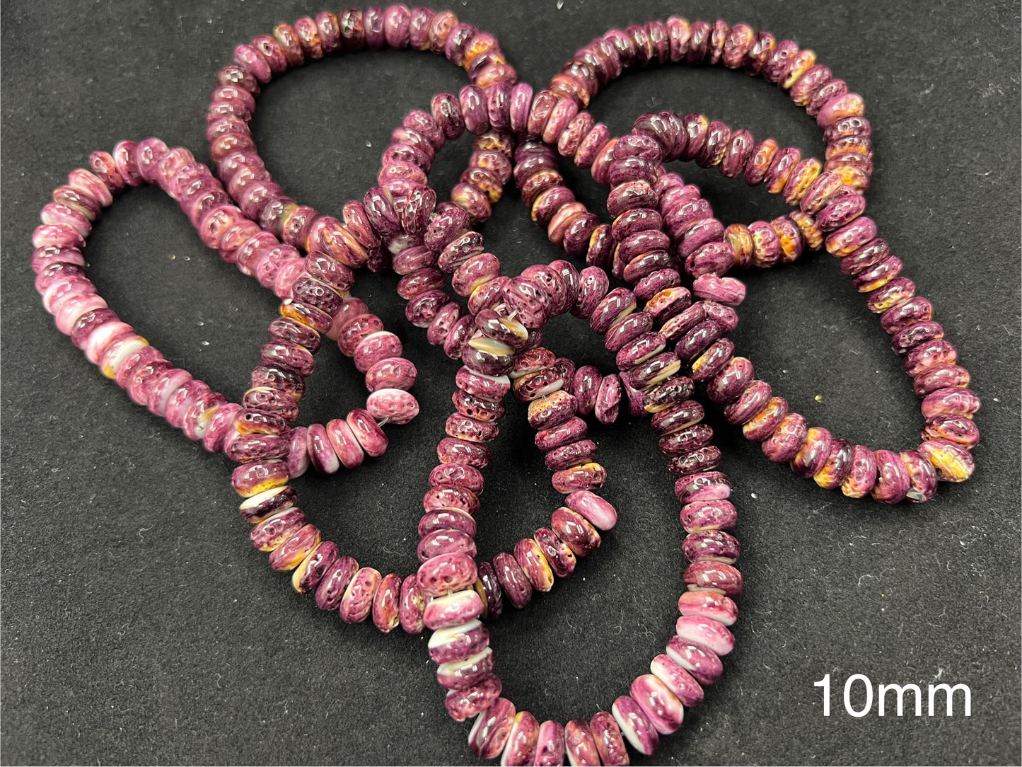 Rare Natural Purple Spiny Oyster Roundelle Bracelet 10mm 12mm
