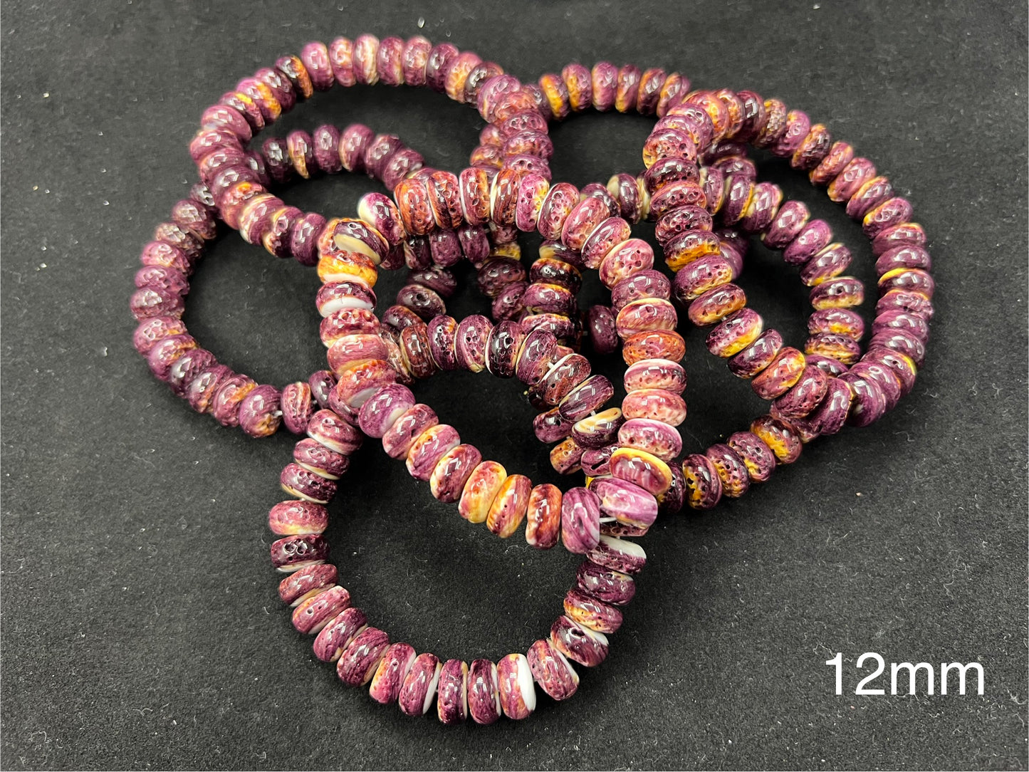 Rare Natural Purple Spiny Oyster Roundelle Bracelet 10mm 12mm