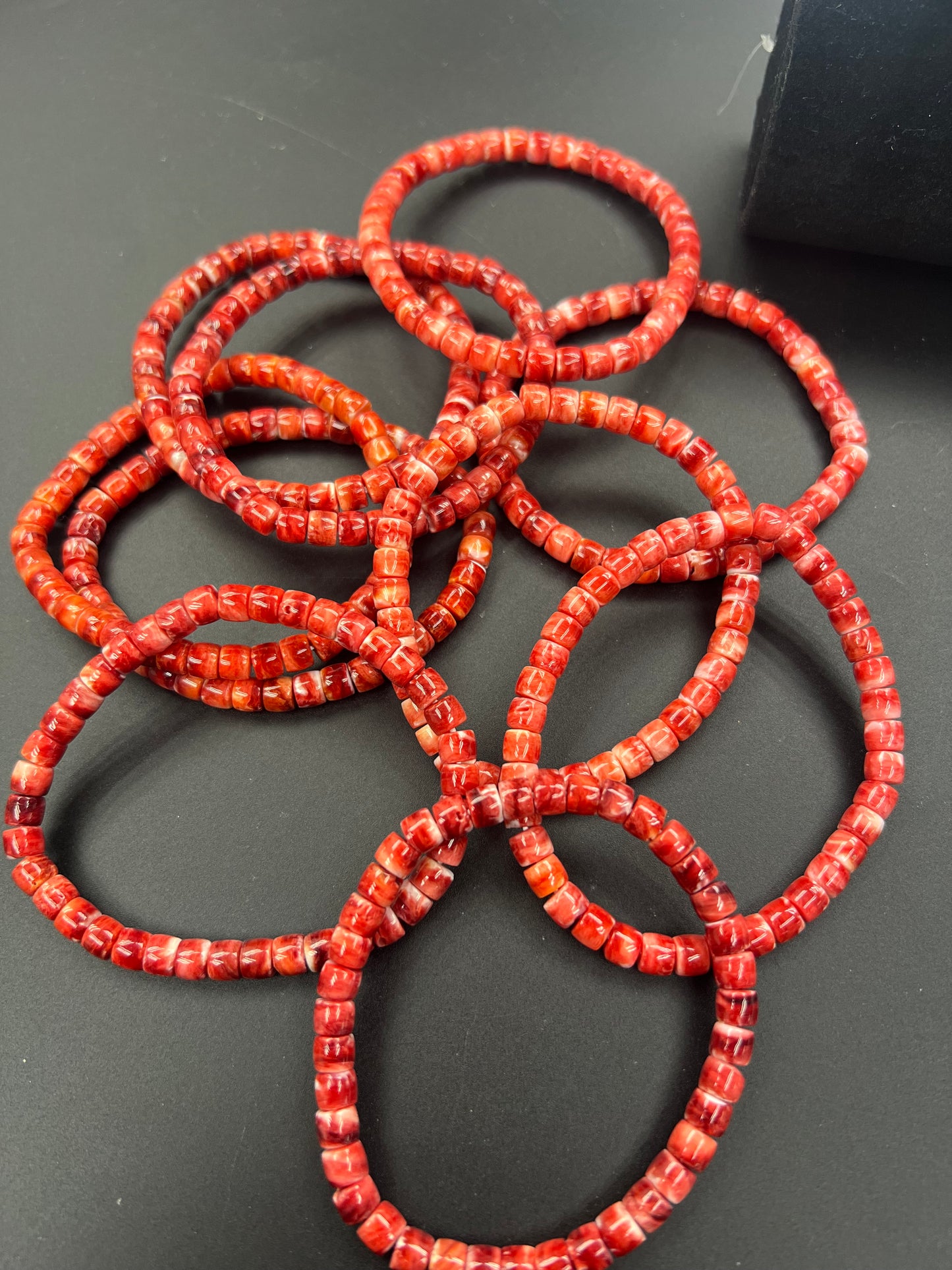 (Red/ Orange) Spiny Oyster Cylinder Bracelet 5x6mm