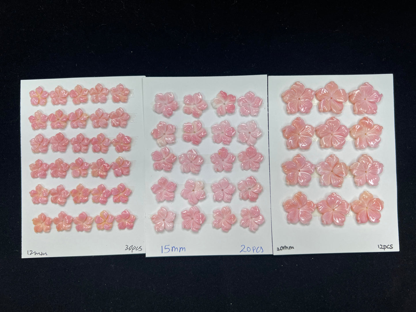 Pink Shell Bauhinia Flower Cabs 12-25mm