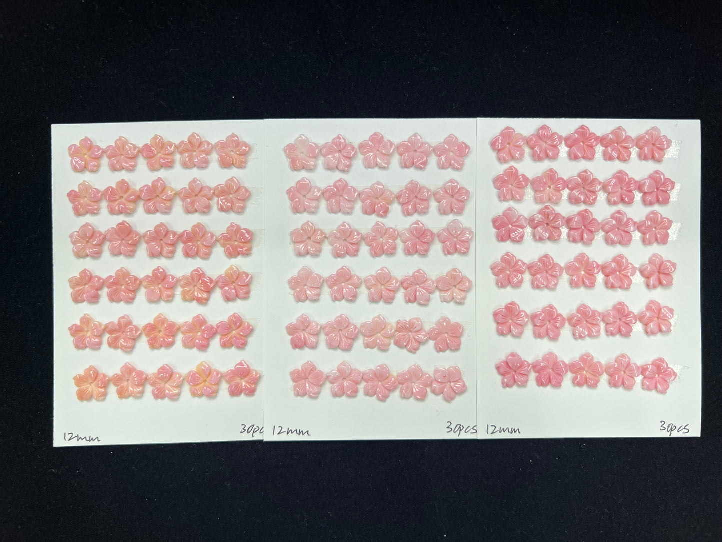 Pink Shell Bauhinia Flower Cabs 12-25mm