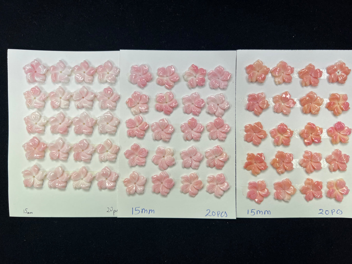 Pink Shell Bauhinia Flower Cabs 12-25mm