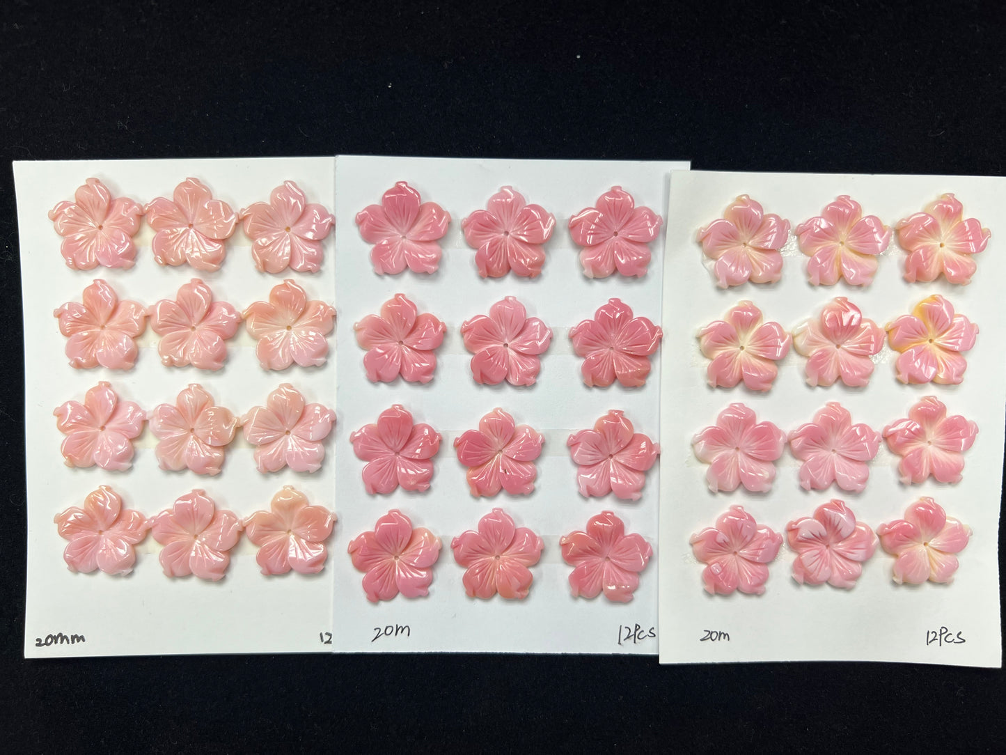 Pink Shell Bauhinia Flower Cabs 12-25mm