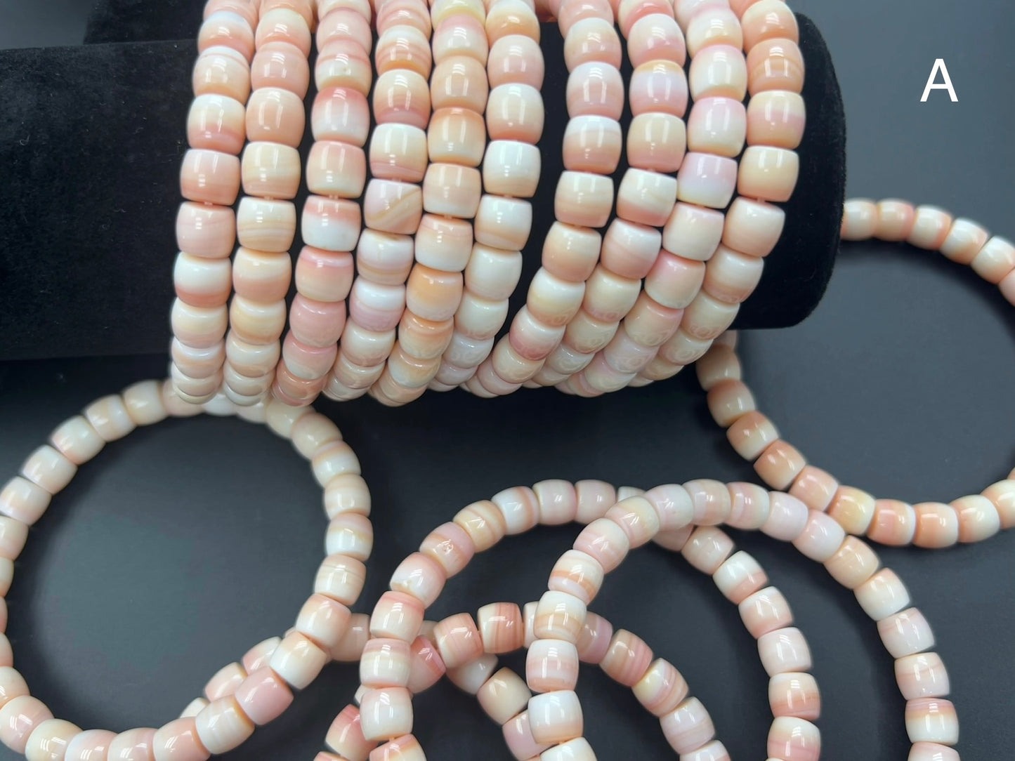 Pink Shell Cylinder Beads Bracelet 7x8mm