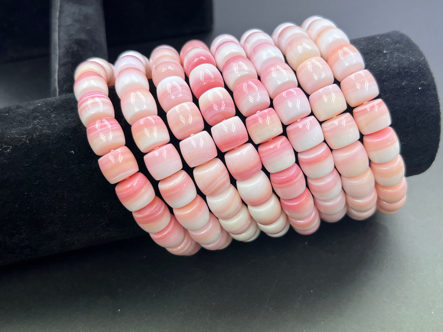 Pink Shell Cylinder Beads Bracelet 9x10mm