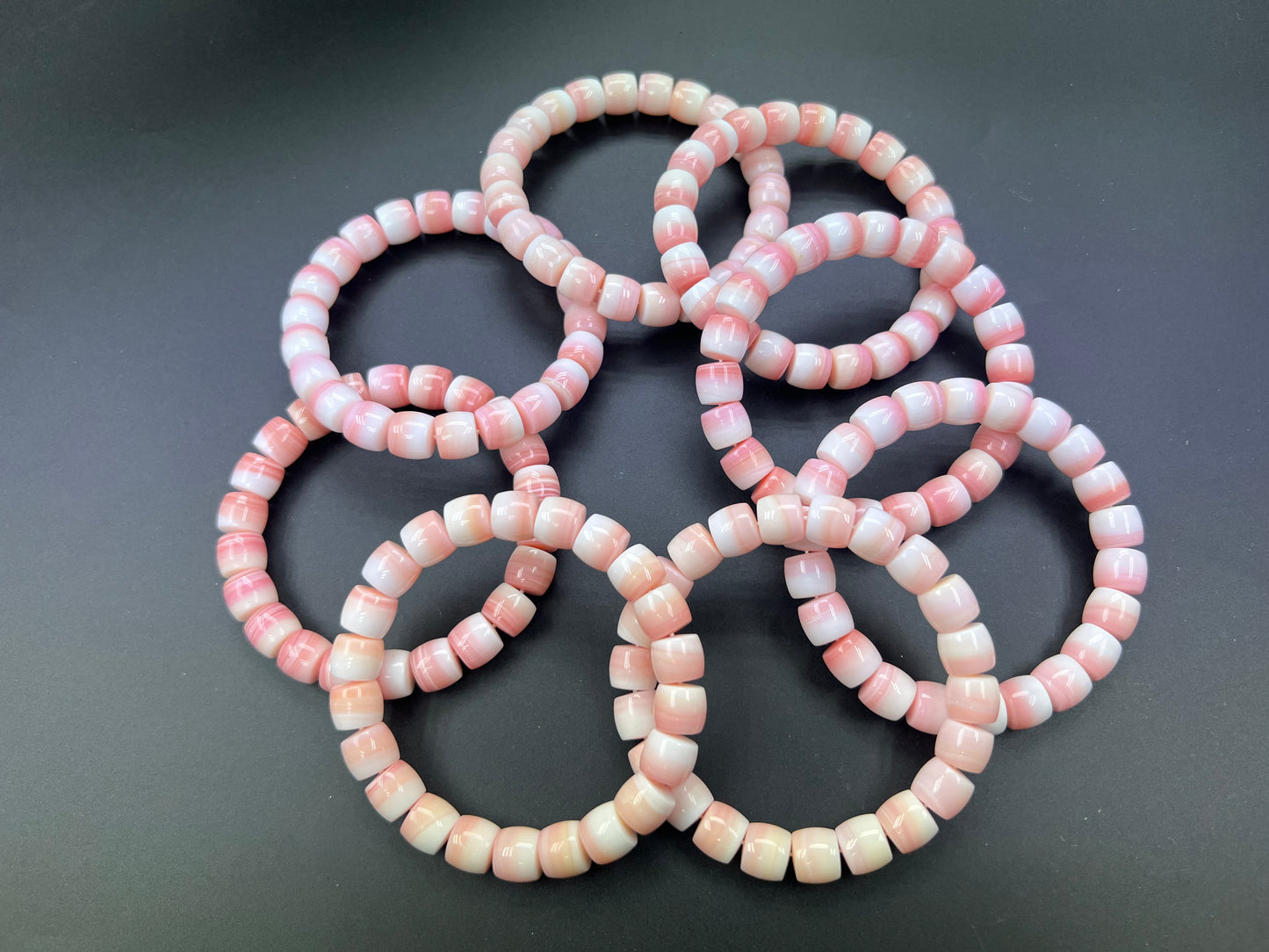 Pink Shell Cylinder Beads Bracelet 9x10mm