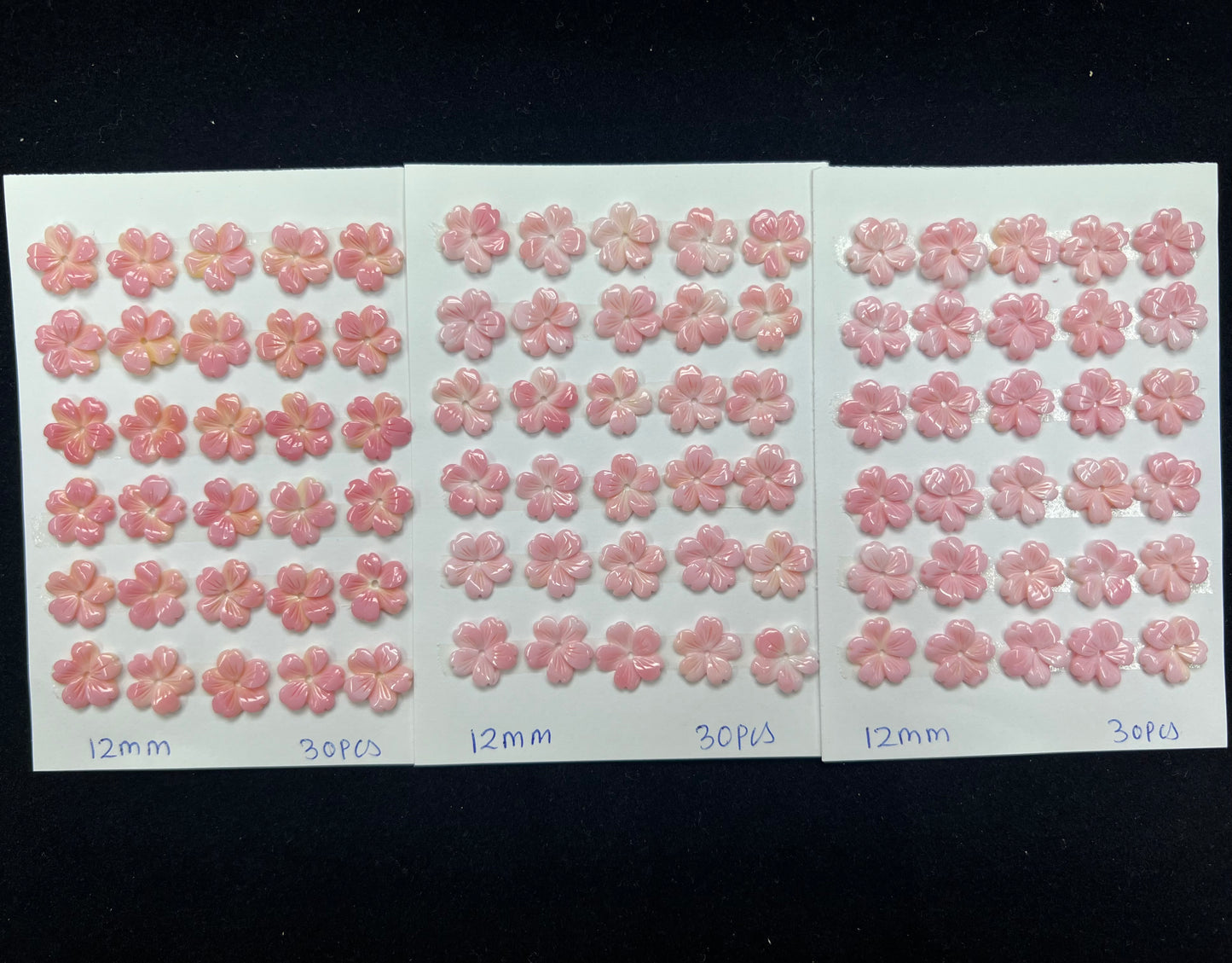 Pink Shell Flower Cabs 12-20mm