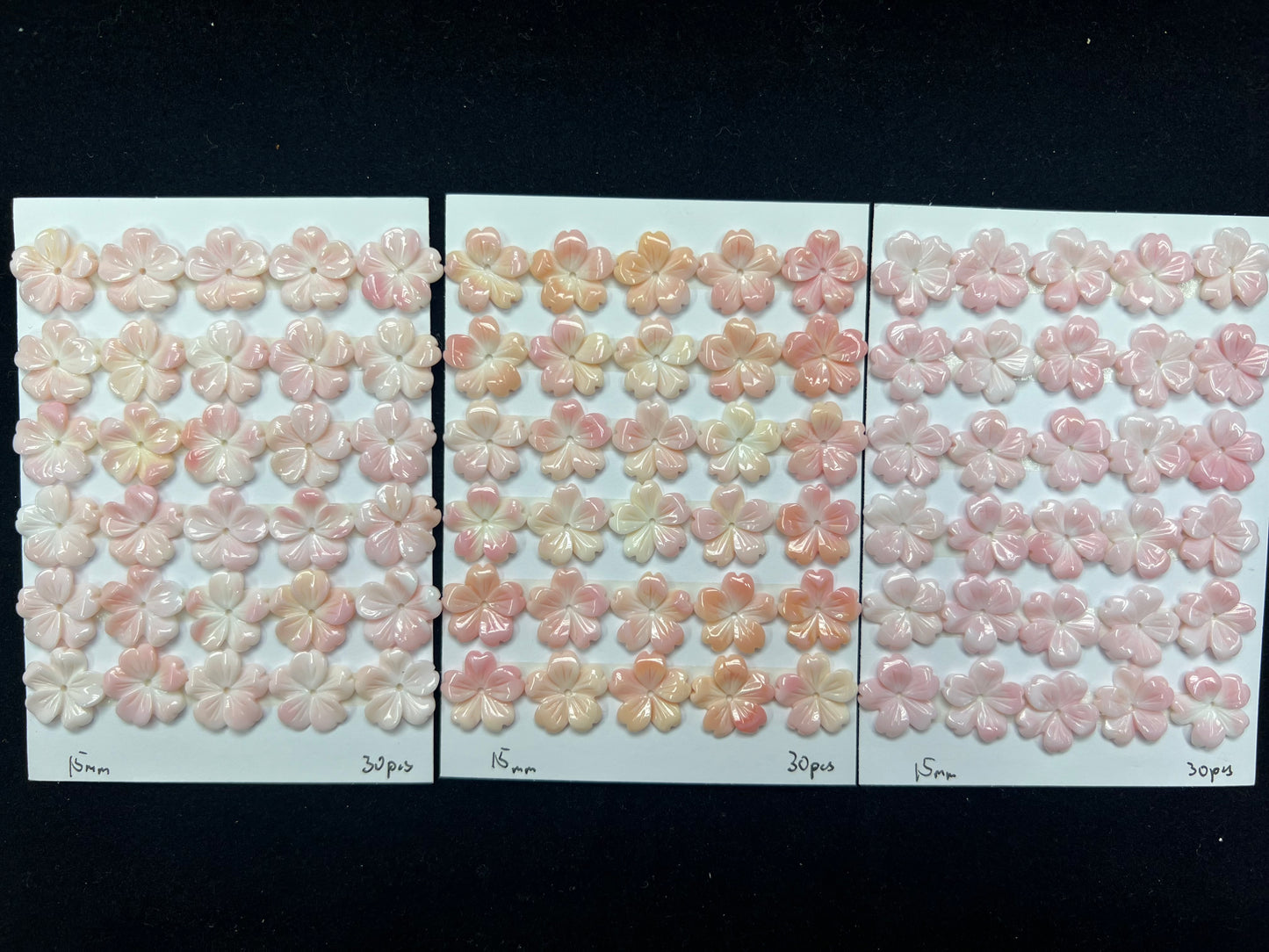 Pink Shell Flower Cabs 12-20mm