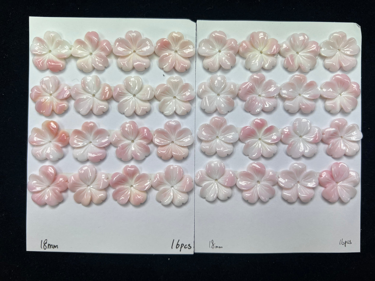 Pink Shell Flower Cabs 12-20mm