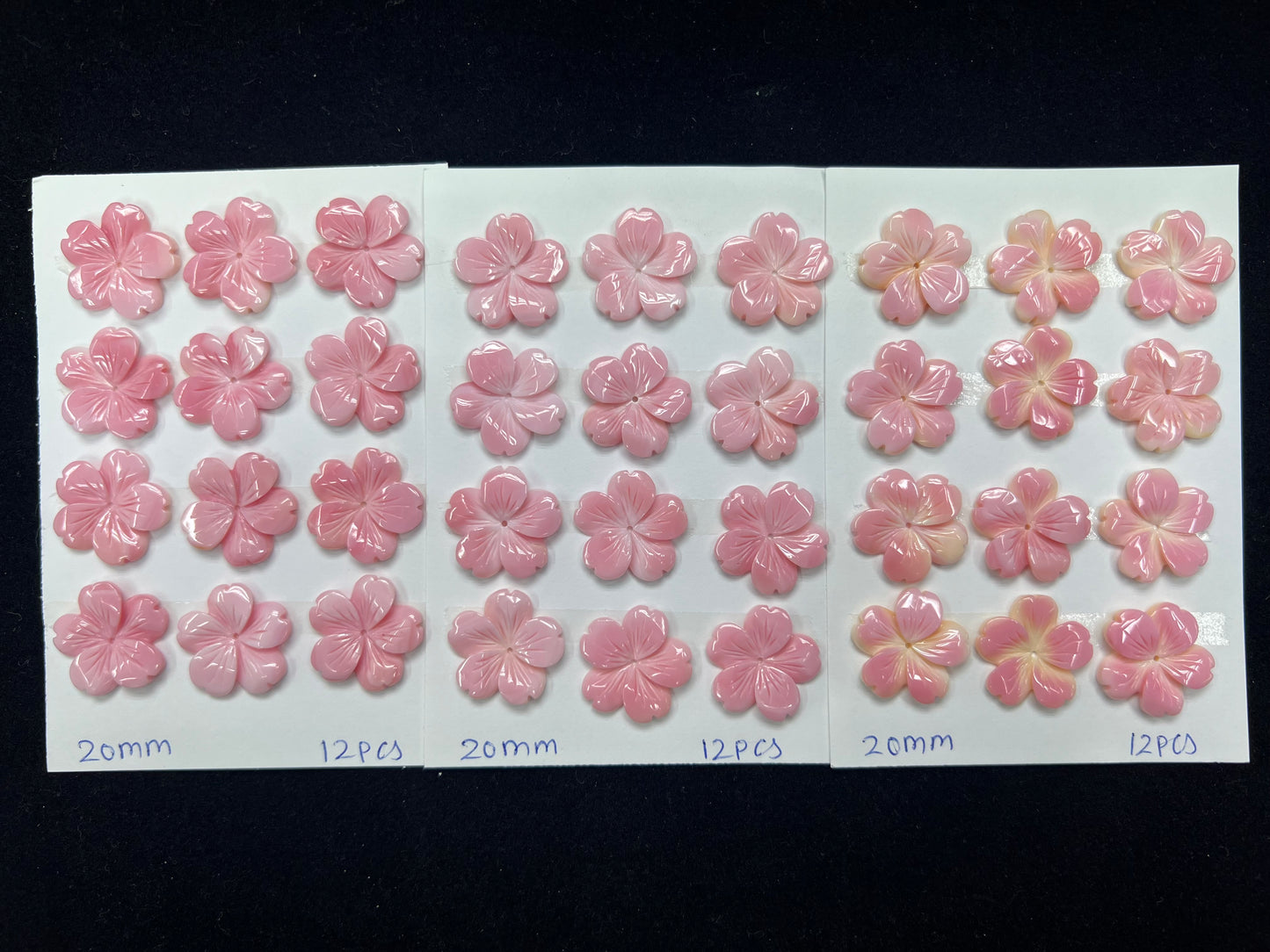 Pink Shell Flower Cabs 12-20mm