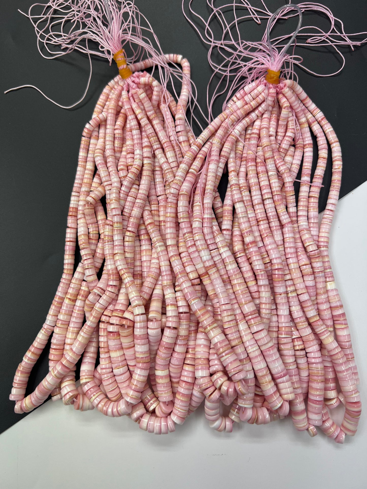 Natural Pink Conch Heishi Graduated 16'inchs 4~7-8mm
