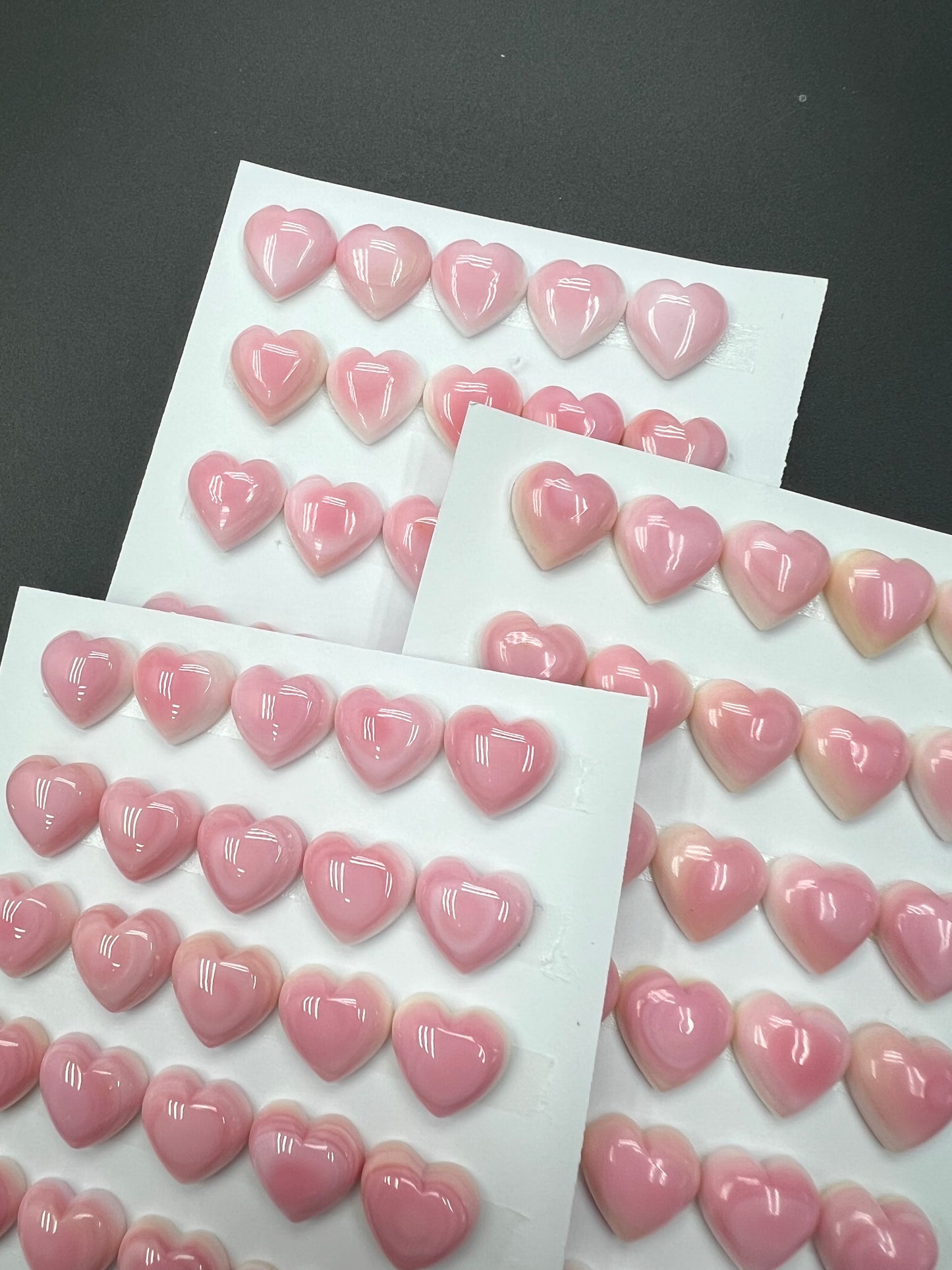 Pink Shell Heart Cabs 12-16mm
