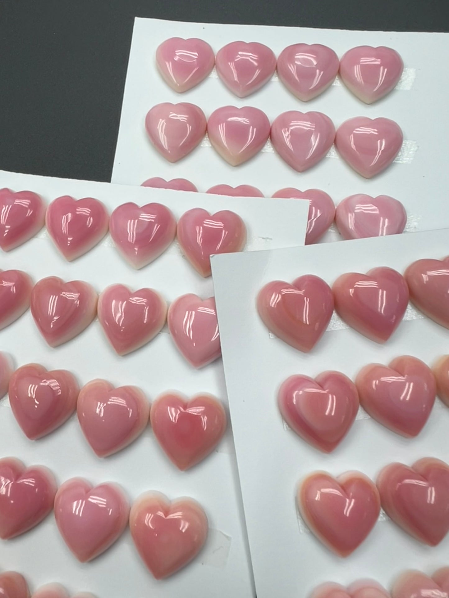 Pink Shell Heart Cabs 12-16mm