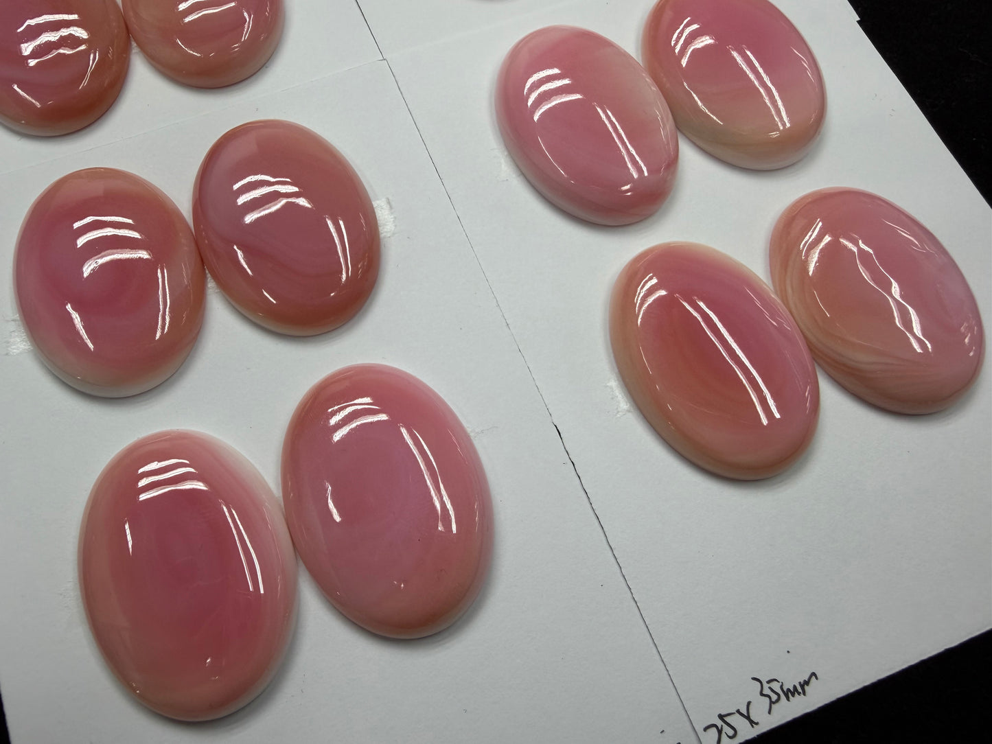 Pink Shell Oval Cabs 25x35mm