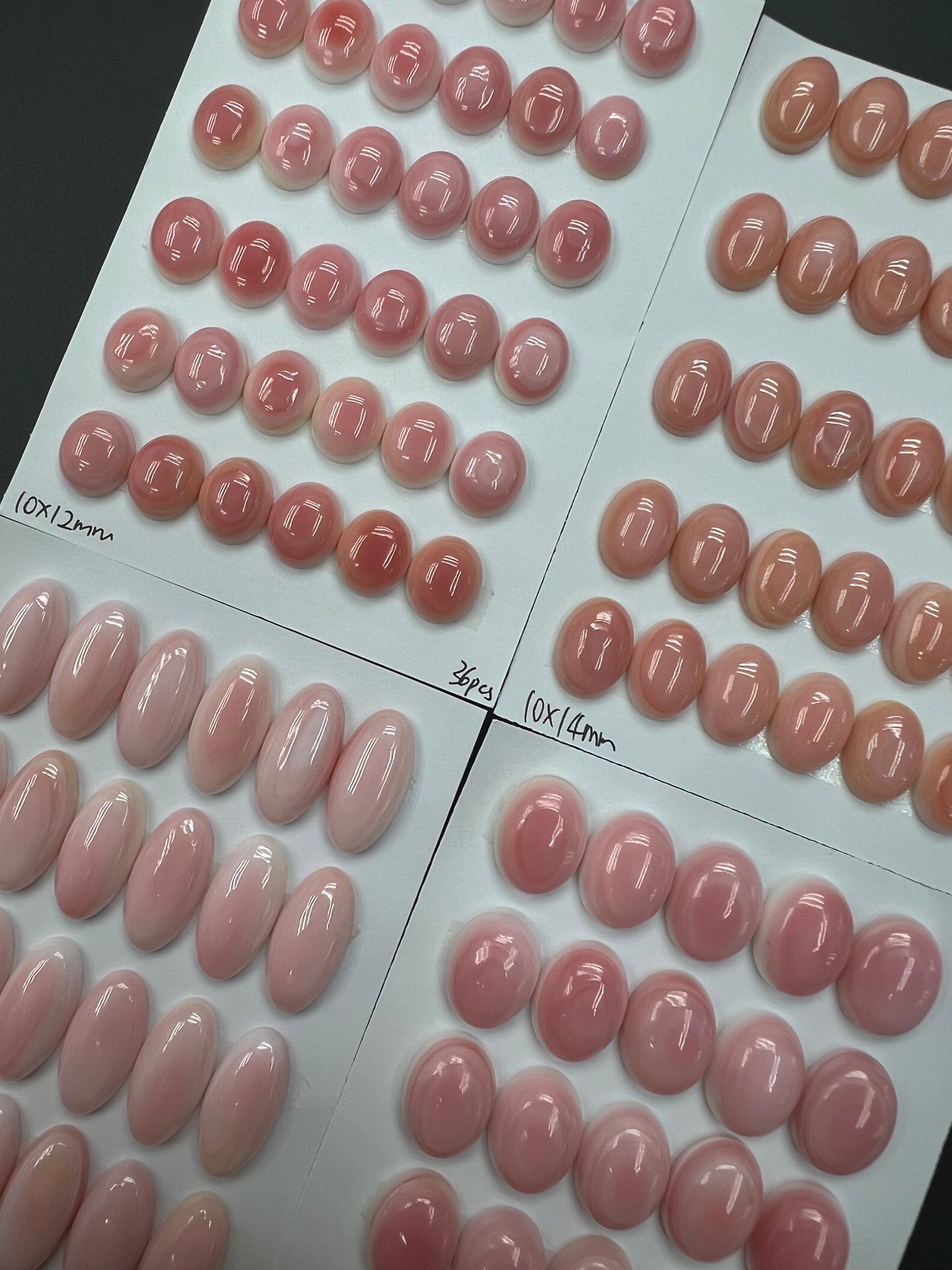 Pink Shell Oval Cabs 10x12mm - 12x16mm