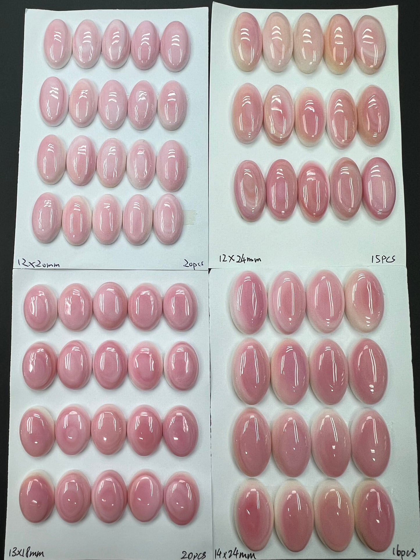 Pink Shell Oval Cabs 12x20mm - 14x24mm