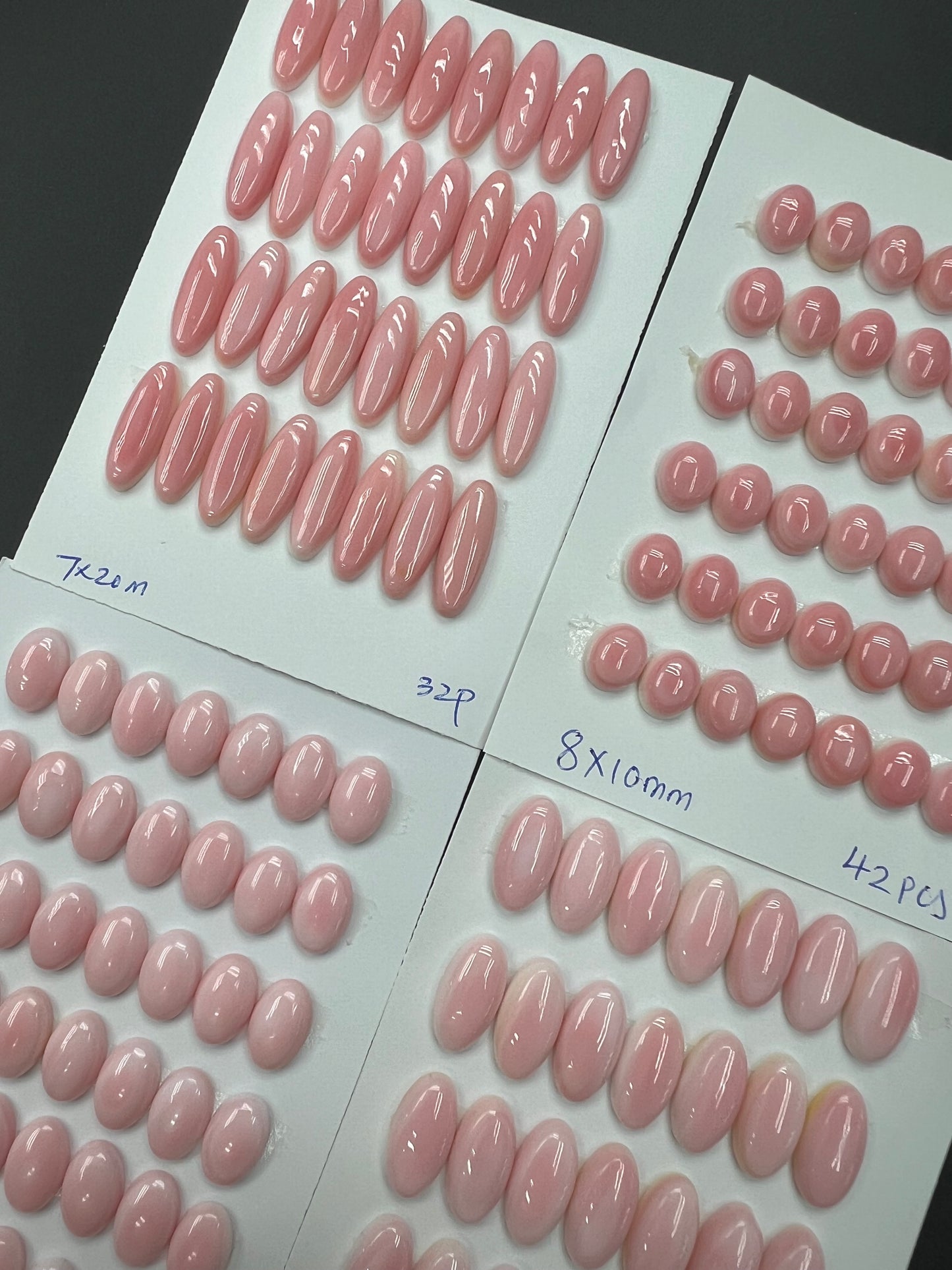 Pink Shell Oval Cabs 7x20mm - 8x16mm