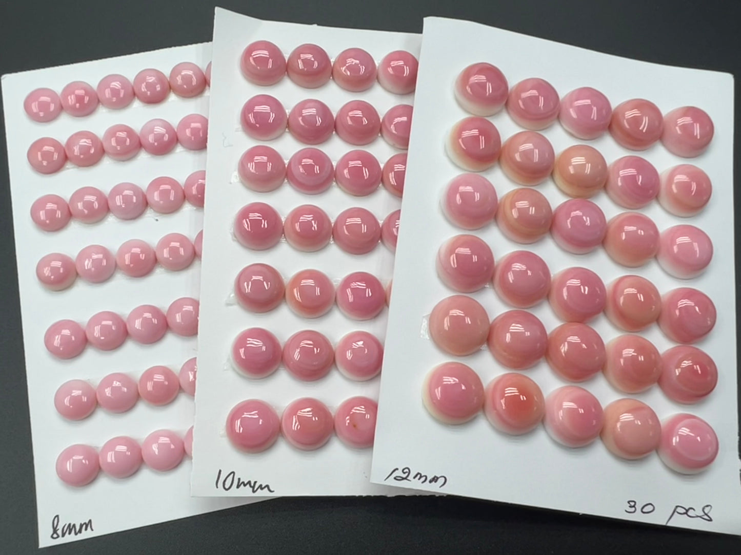 Pink Conch Shell Round Cabs 8-12mm