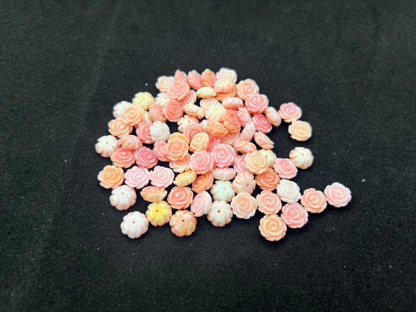 Pink Shell Rose Cabs 10-15mm