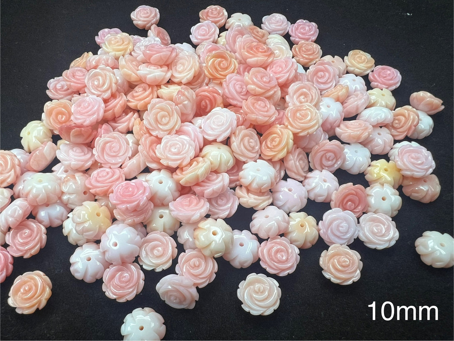 Pink Shell Rose Cabs 10-15mm