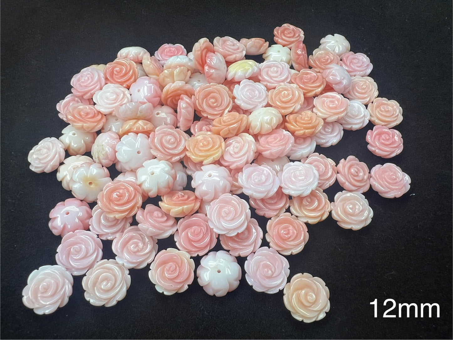 Pink Shell Rose Cabs 10-15mm