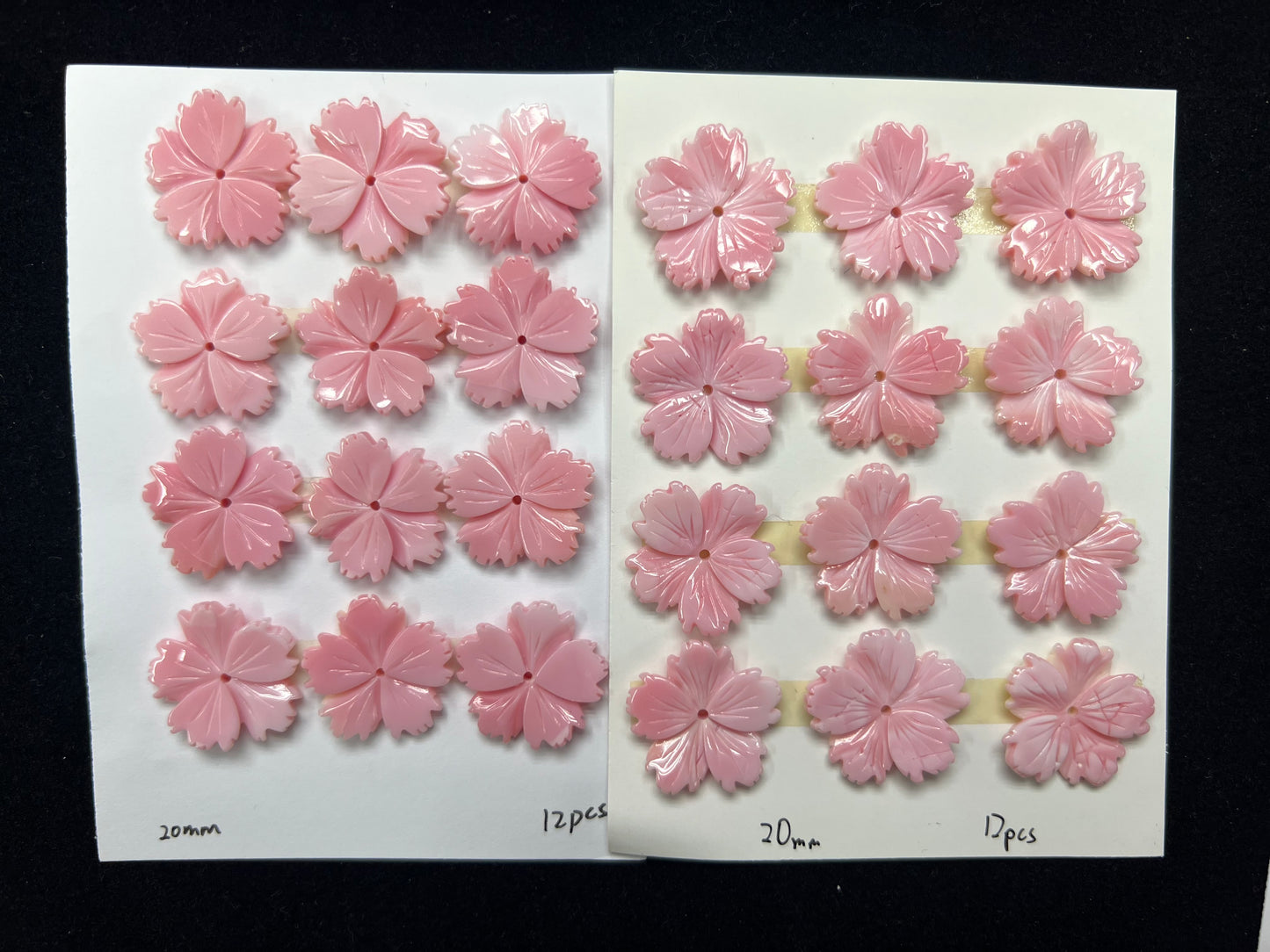 Pink Shell Sakura Flower Cabs 20mm