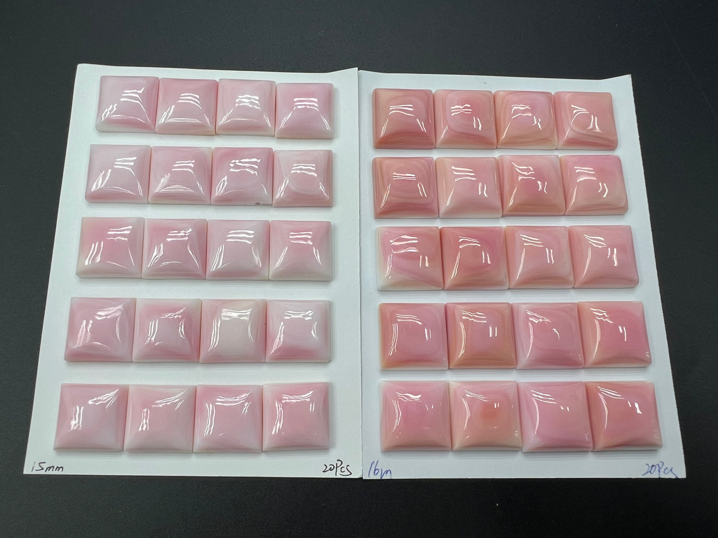 Pink Conch Shell Square Cabs 15-16mm