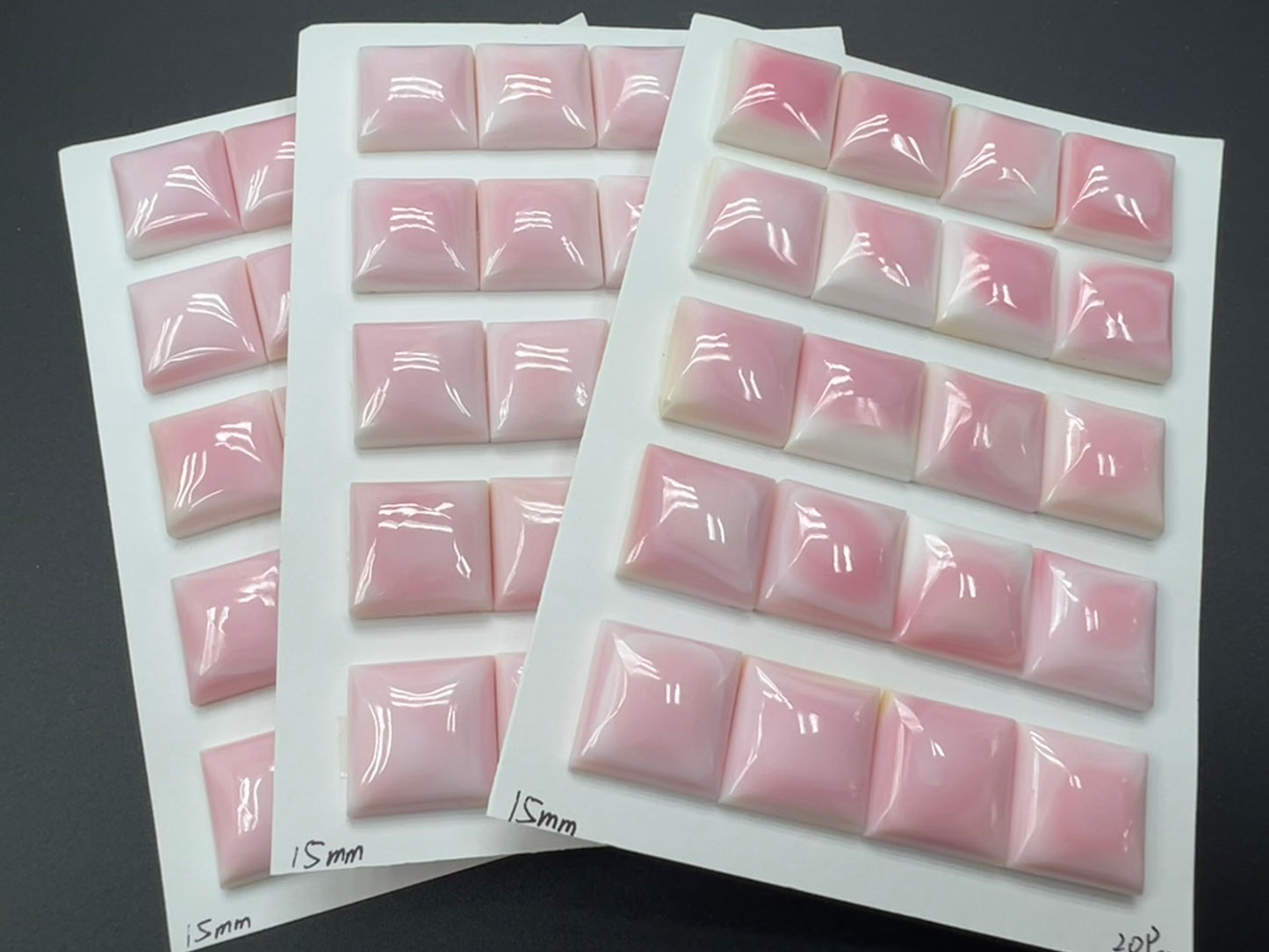 Pink Conch Shell Square Cabs 15-16mm