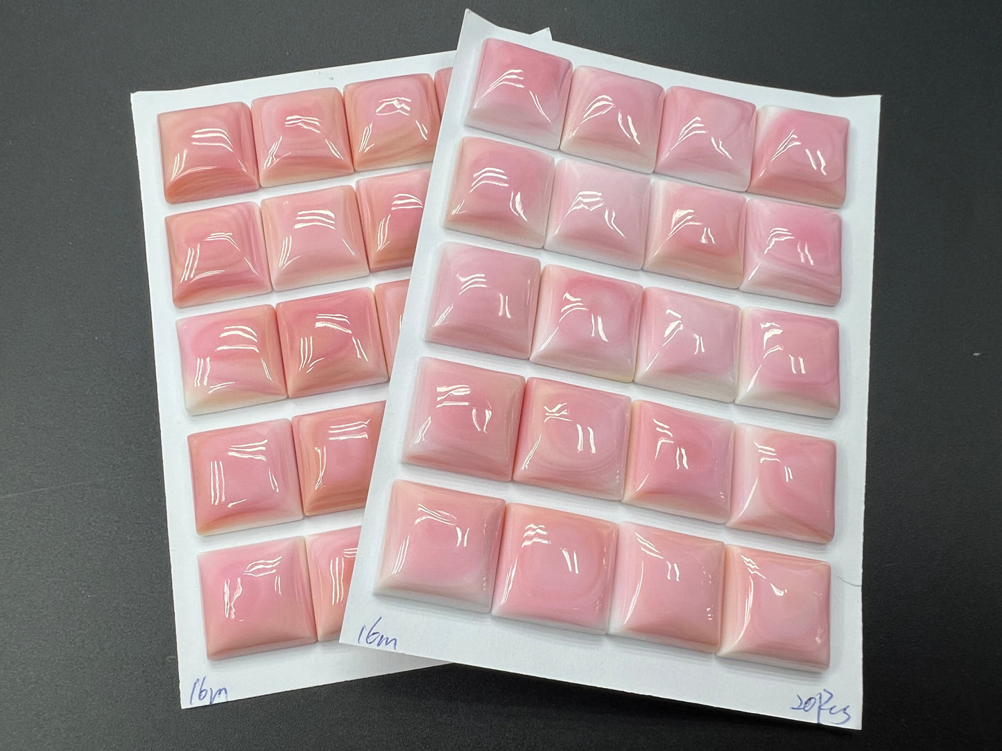 Pink Conch Shell Square Cabs 15-16mm