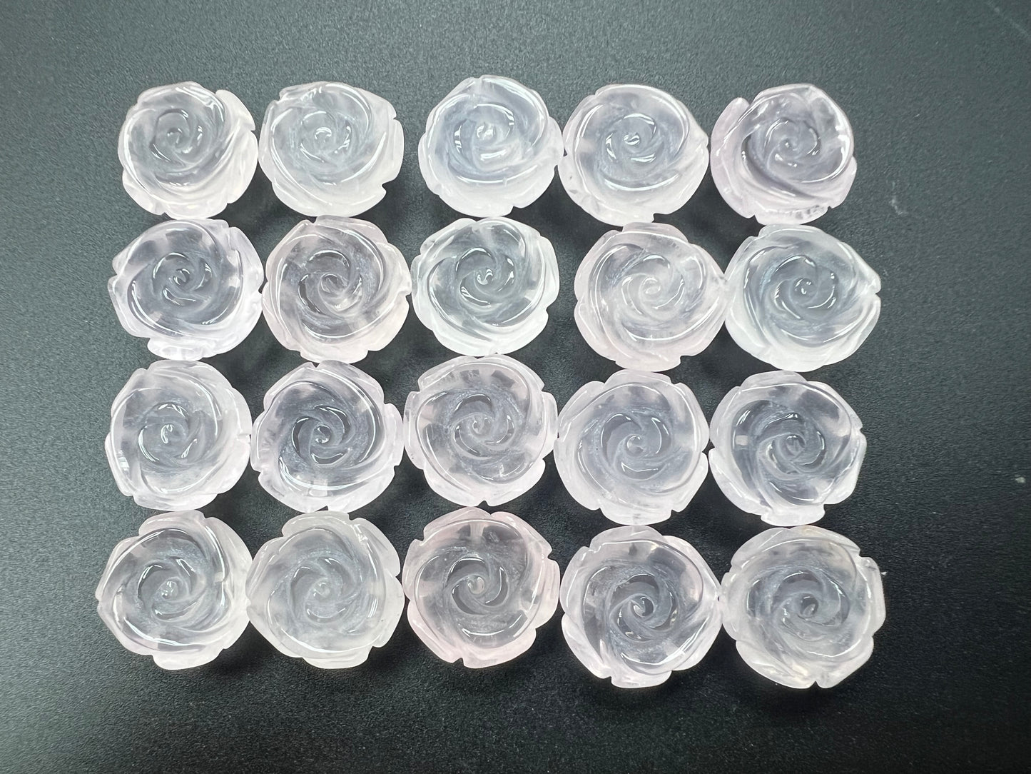 Rose Quartz Rose Loose Piece 15mm (Back Half Drilled)