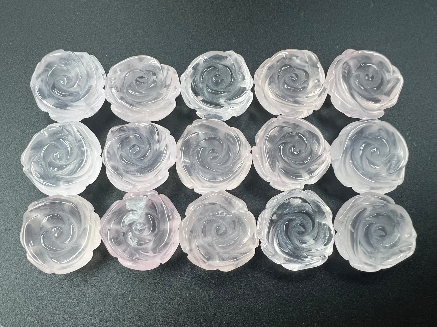 Rose Quartz Rose Loose Piece 18mm (Top Half Drilled)