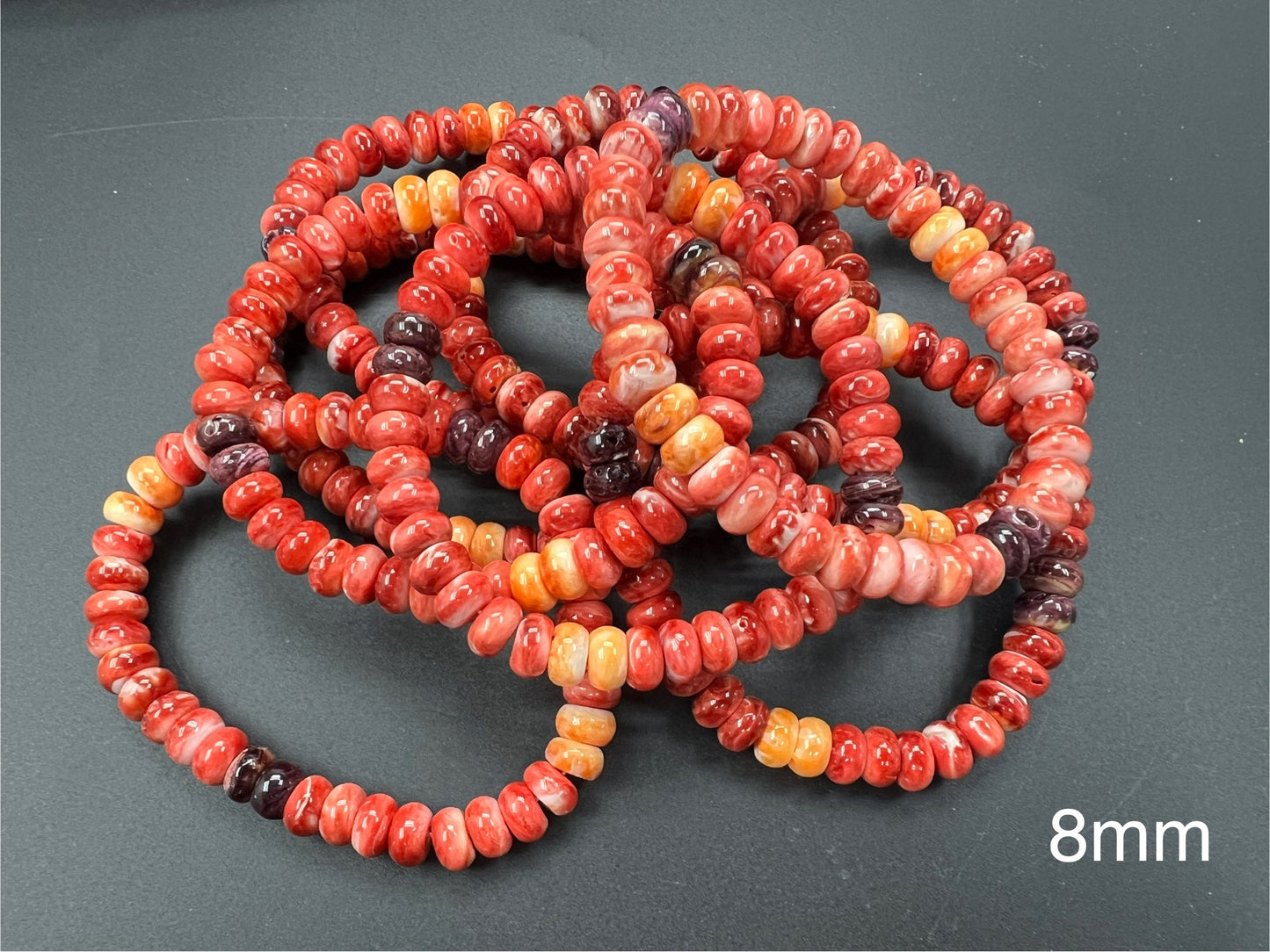 Red Spiny Oyster Rondelle Bracelet 8-12mm (Mix Color)