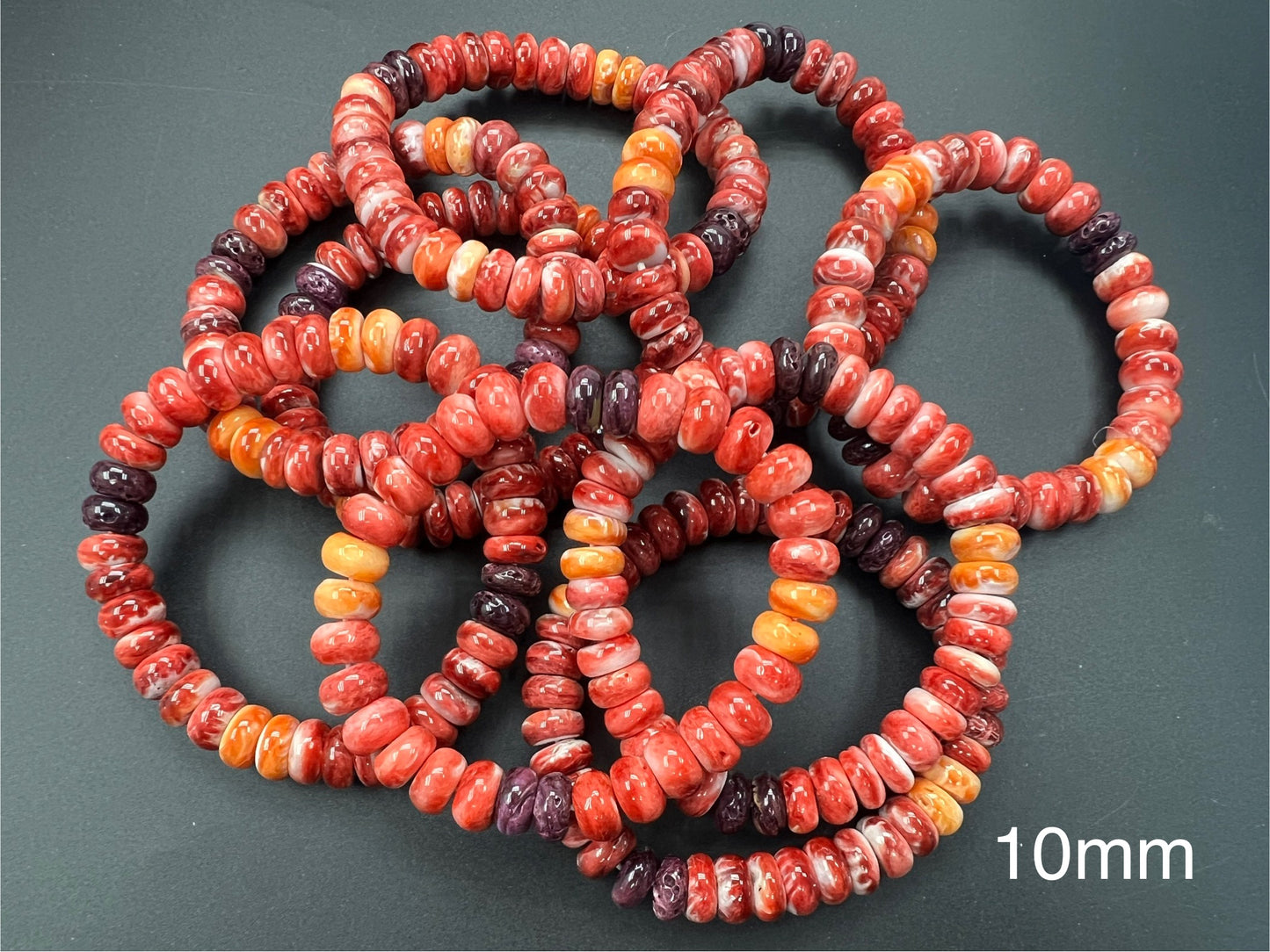 Red Spiny Oyster Rondelle Bracelet 8-12mm (Mix Color)