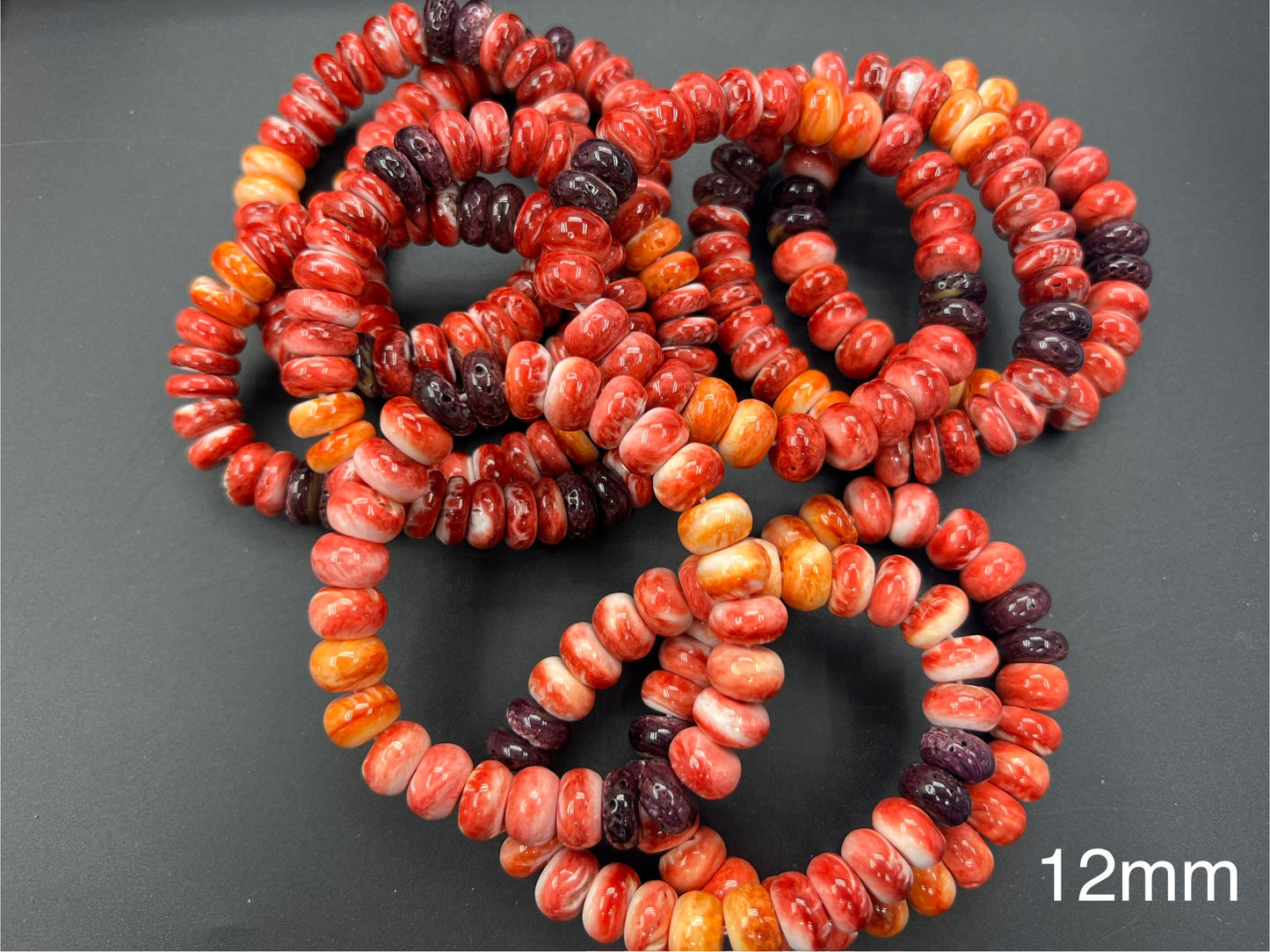 Red Spiny Oyster Rondelle Bracelet 8-12mm (Mix Color)