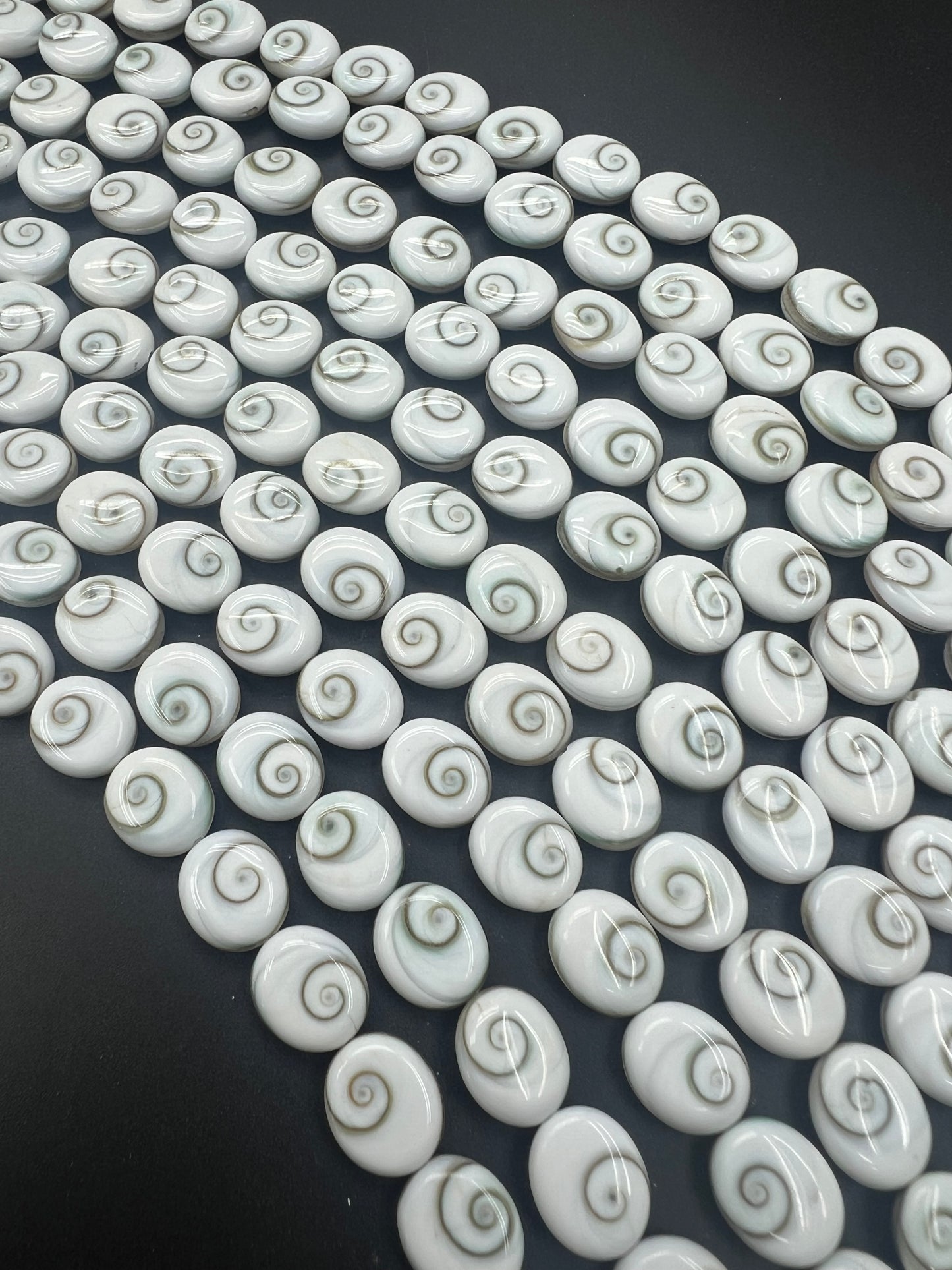 Shiva Eyes Shell Oval Shape Beads 12x14mm