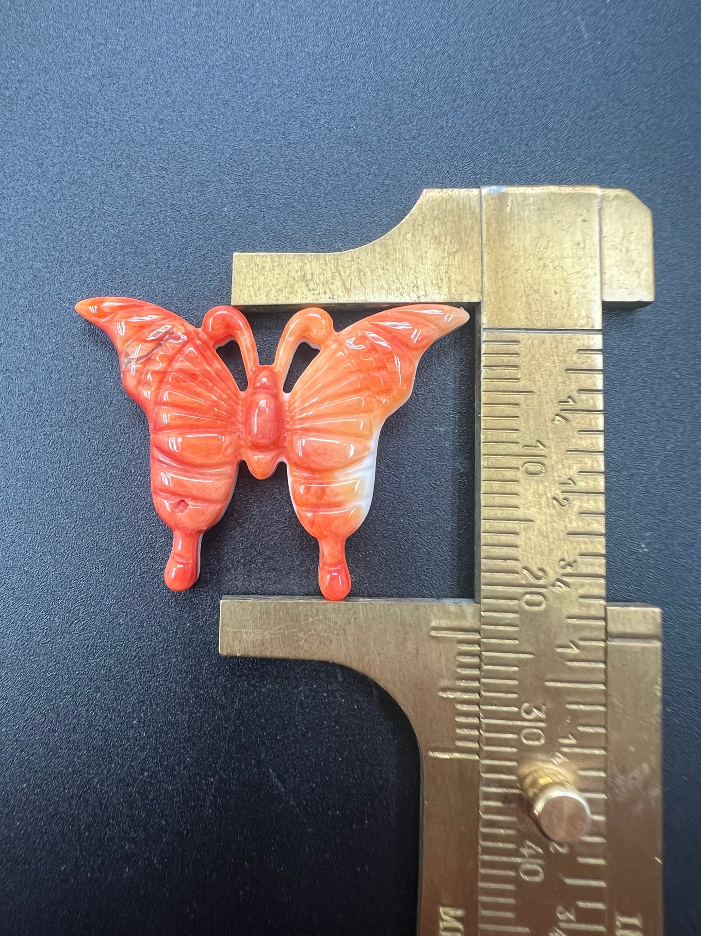 Spiny Oyster Butterfly Carved Pendant