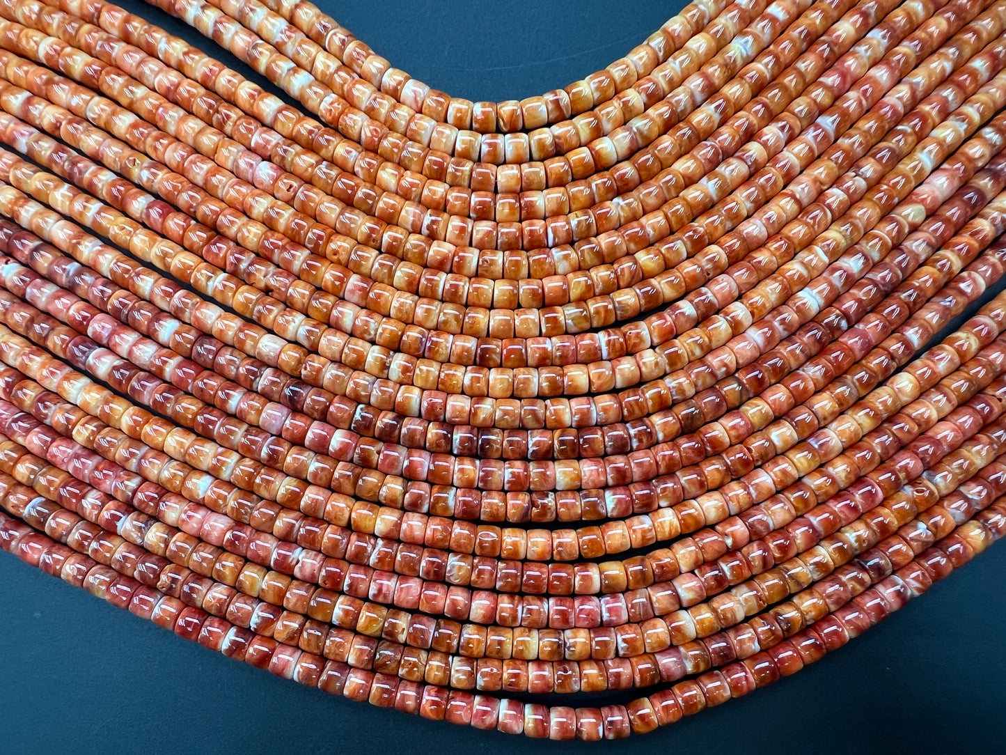 (Red/ Orange) Spiny Oyster Cylinder Beads Strand 5x6mm