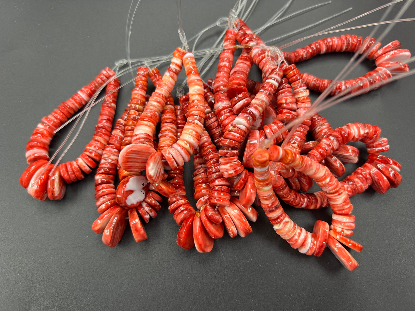 (Red/ Orange) Spiny Oyster Graduated Heishi 6-16mm