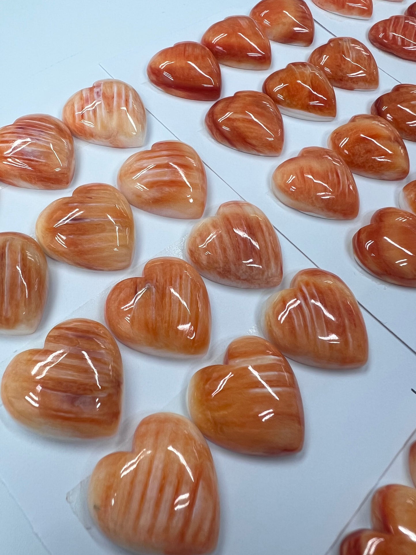 Orange Natural Spiny Oyster Shell Heart Cab 8mm ~ 25mm