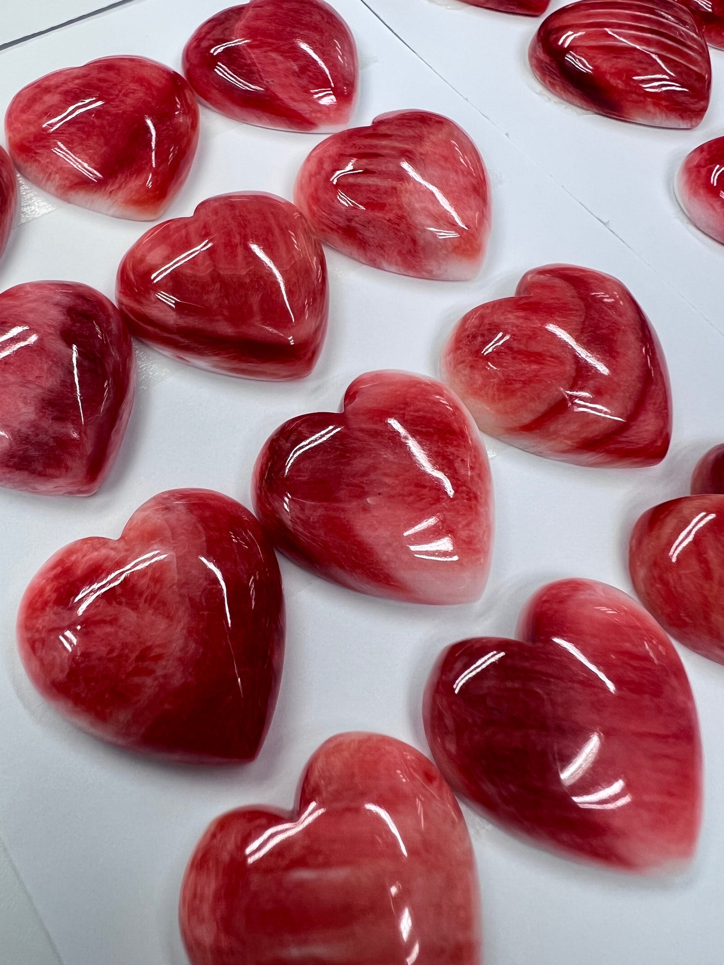 Red Natural Spiny Oyster Shell Heart Cab 8mm ~ 25mm