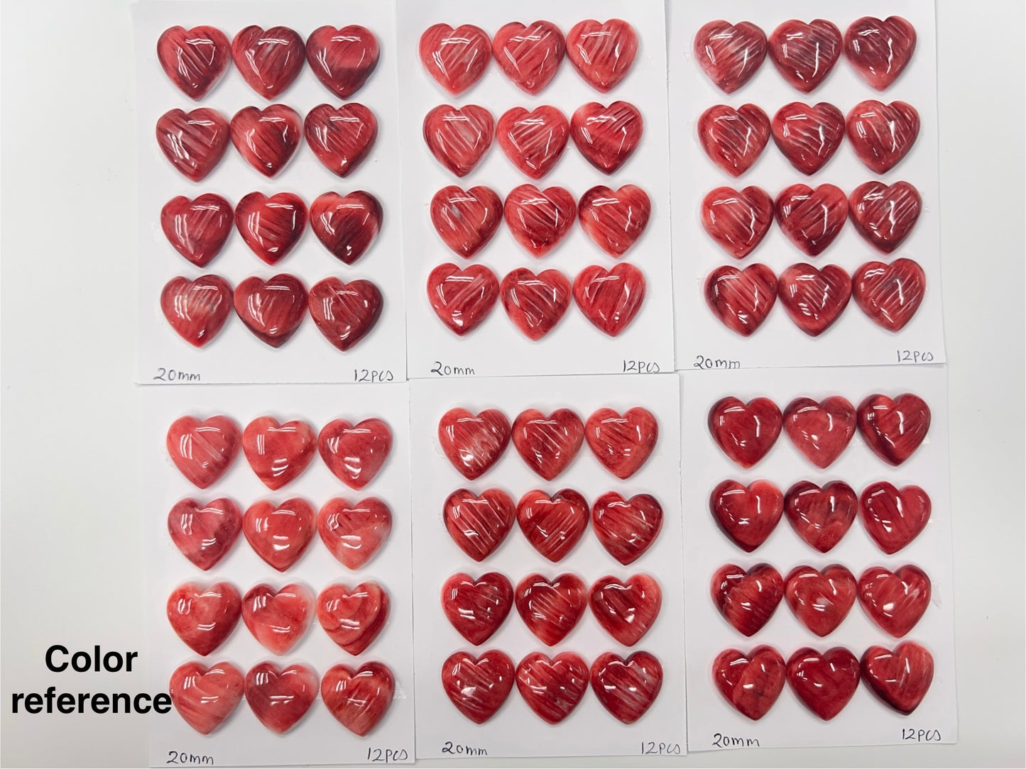 Red Natural Spiny Oyster Shell Heart Cab 8mm ~ 25mm