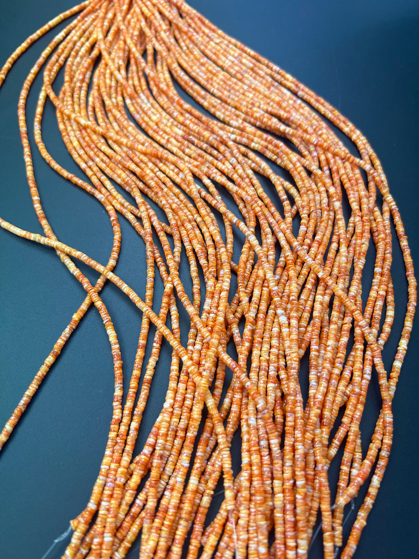 Orange Spiny Oyster Shell Heishi Beads 3-5mm