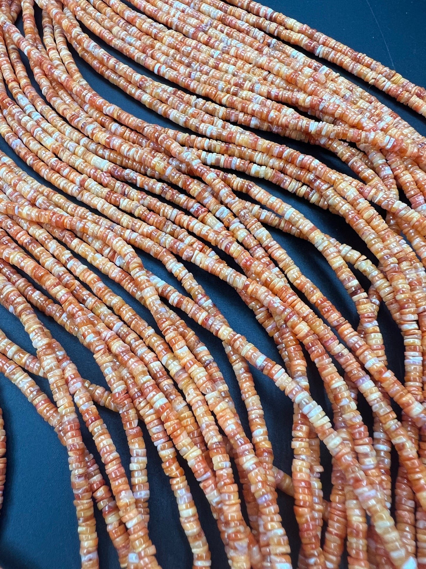 Orange Spiny Oyster Shell Heishi Beads 3-5mm