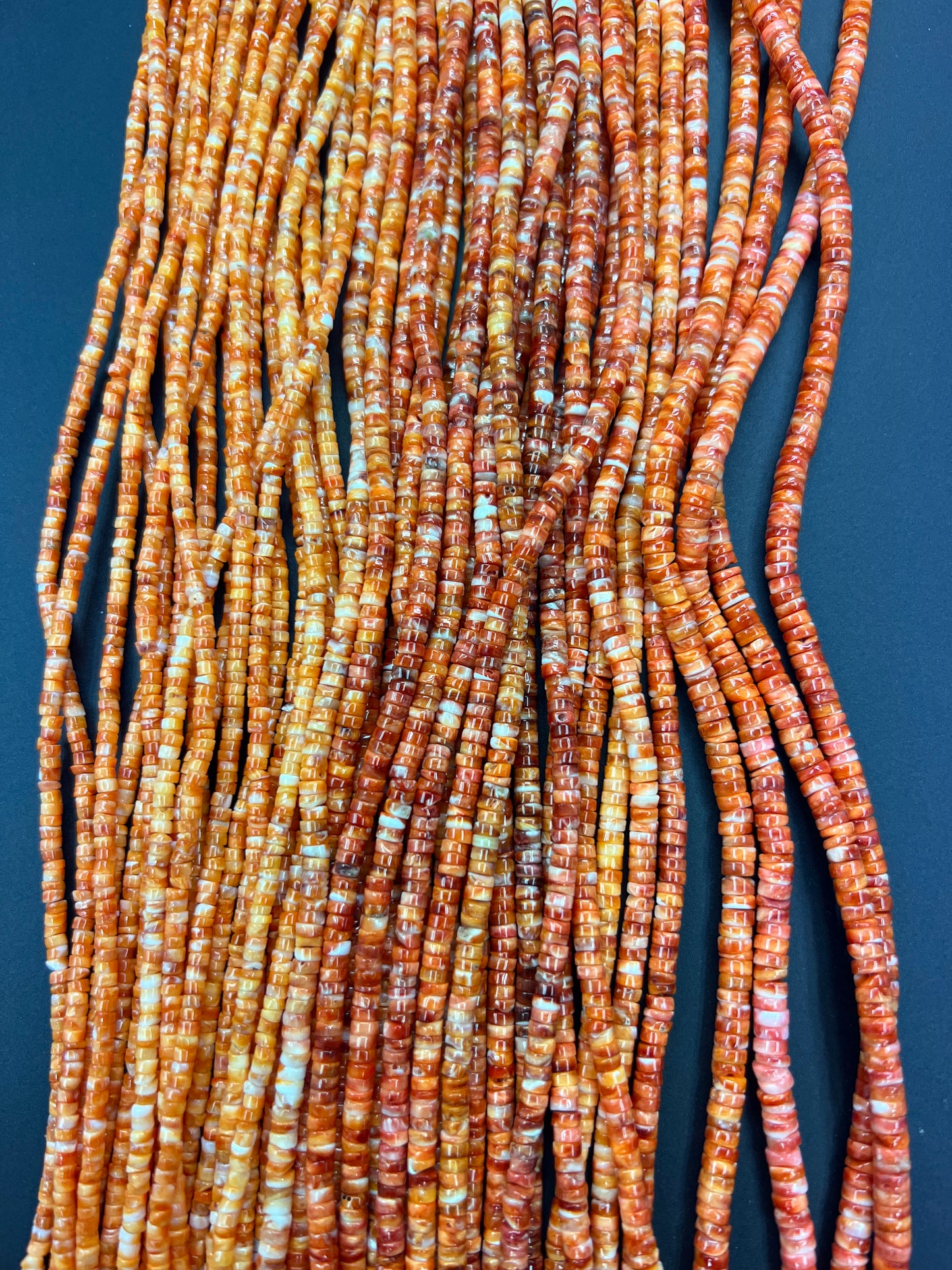 Orange Spiny Oyster Shell Heishi Beads 3-5mm