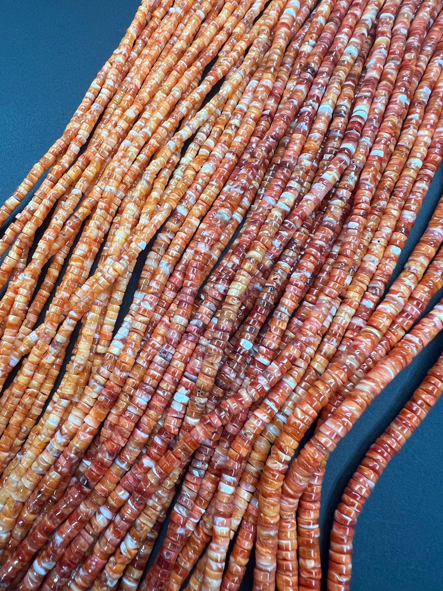 Orange Spiny Oyster Shell Heishi Beads 3-5mm