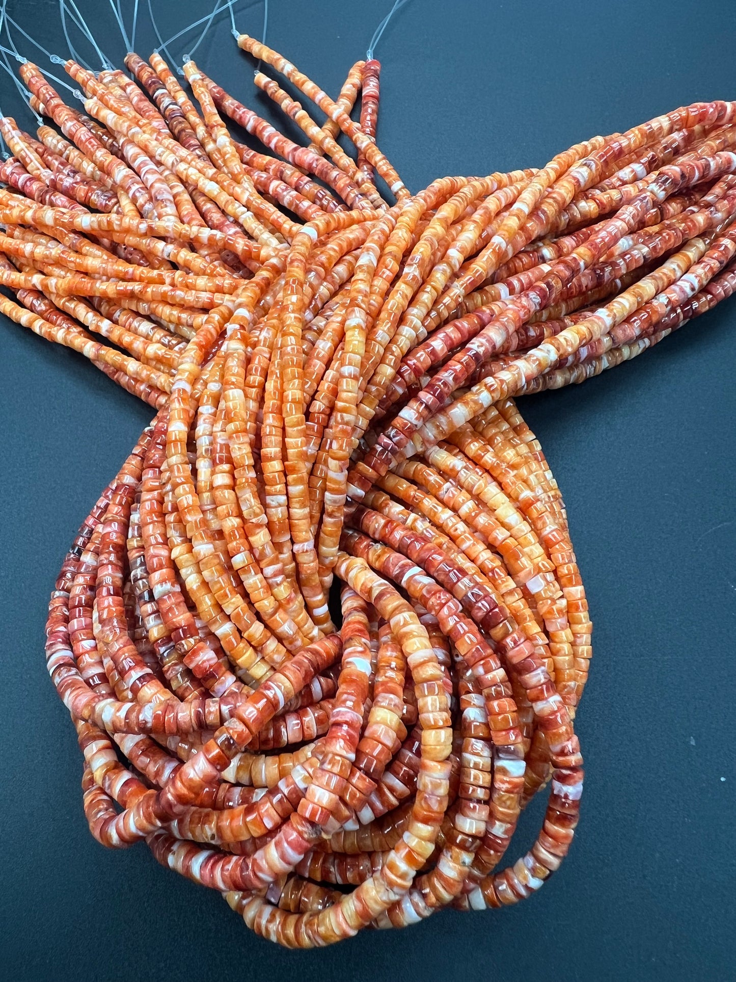Orange Spiny Oyster Shell Heishi Beads 3-5mm