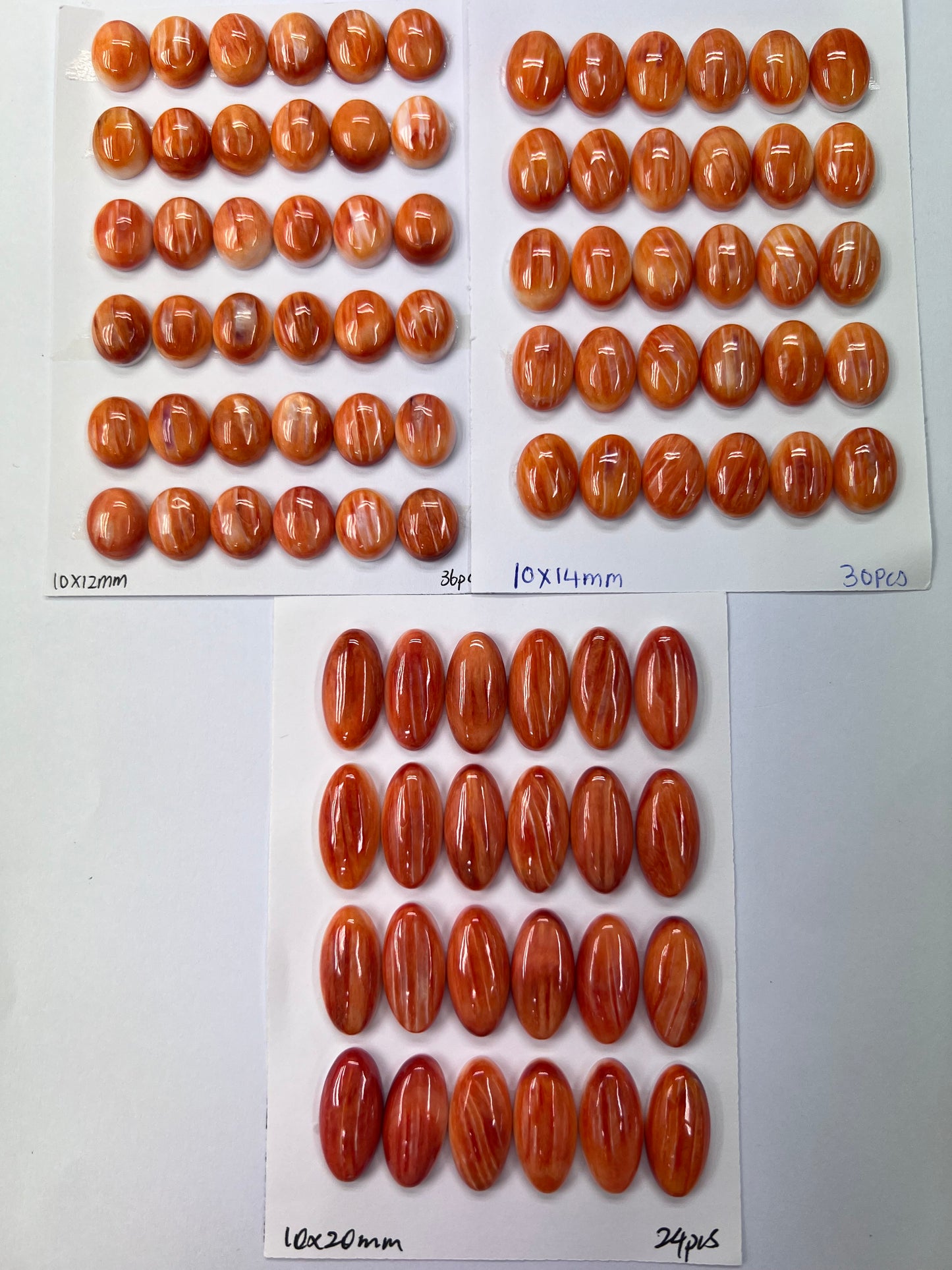 Orange Natural Spiny Oyster Shell Oval Cab 10x12mm ~ 10x20mm