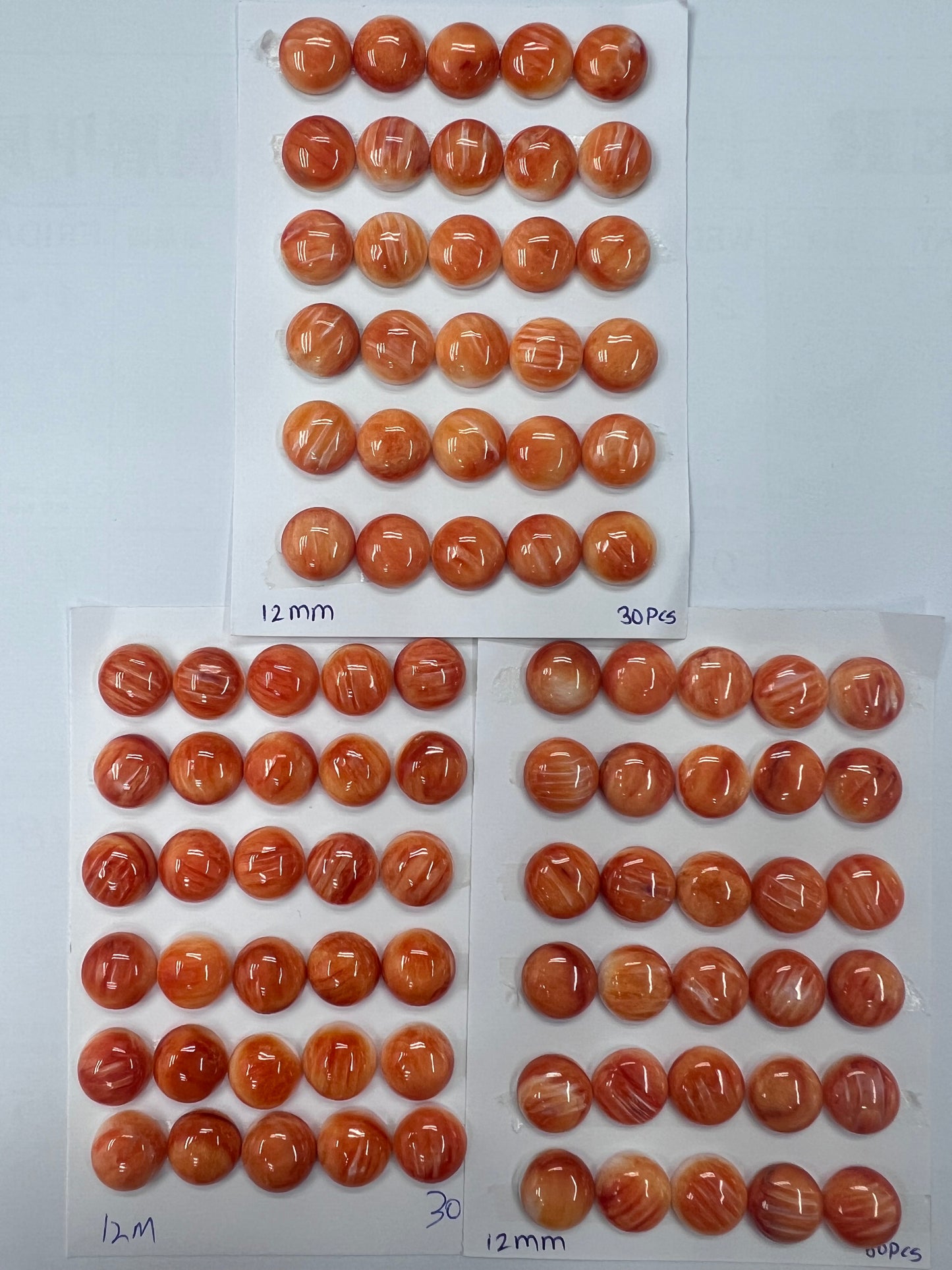 Orange Natural Spiny Oyster Shell Round Cab 12~18mm